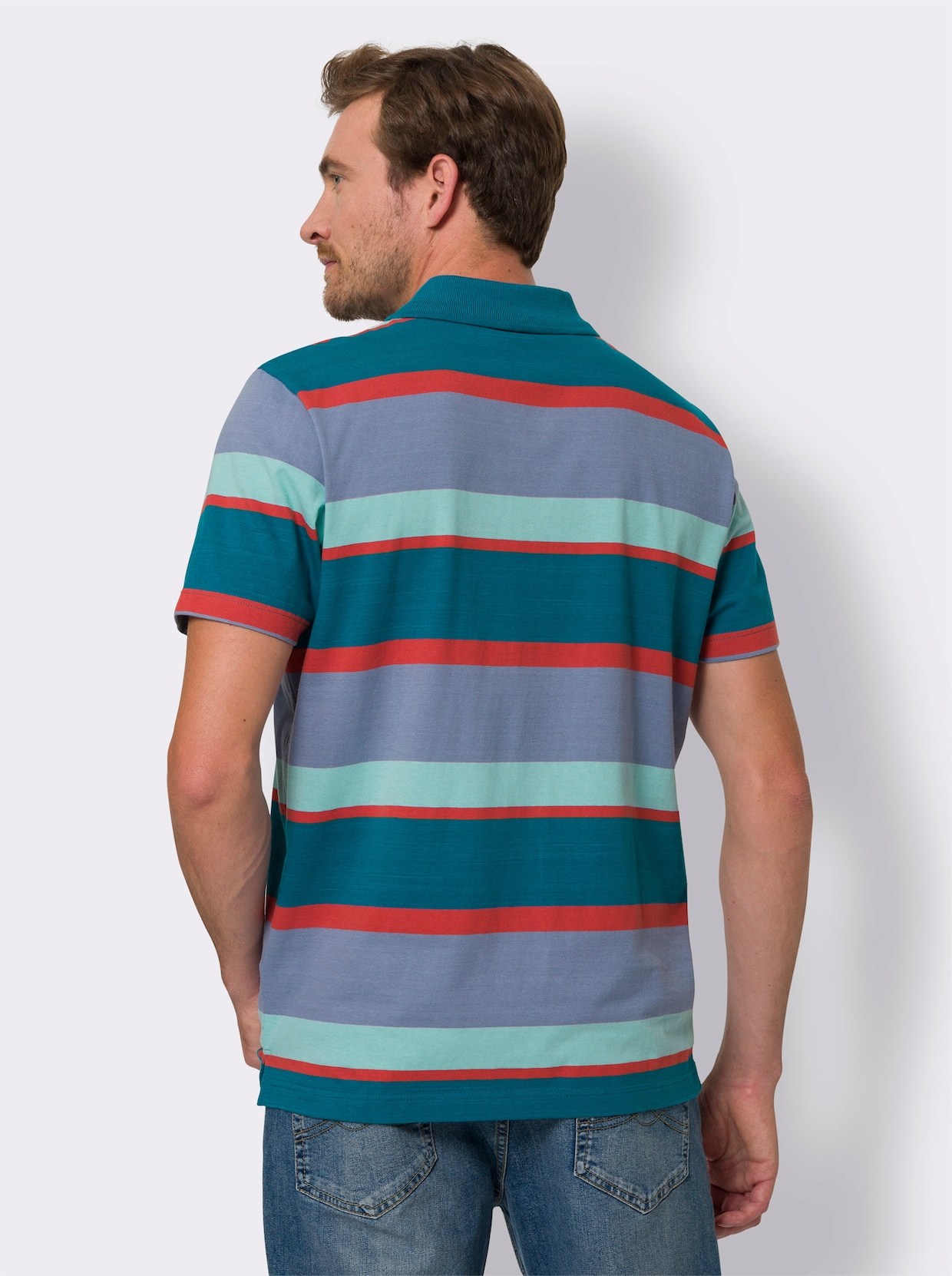 Poloshirt - topaas/mint gestreept