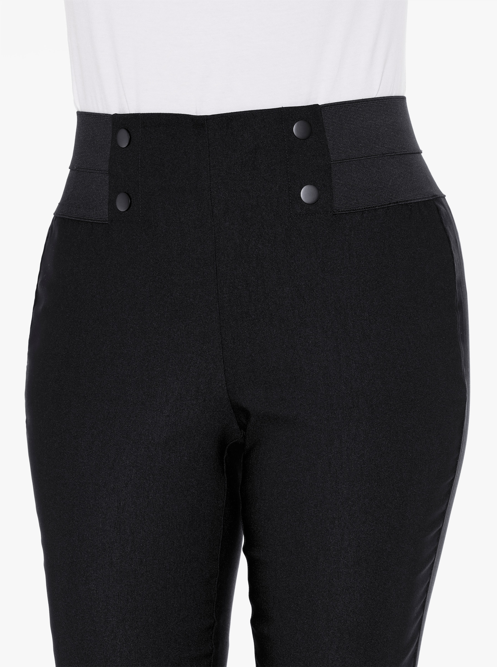 Comfortbroek met aangestikte comfortband - zwart