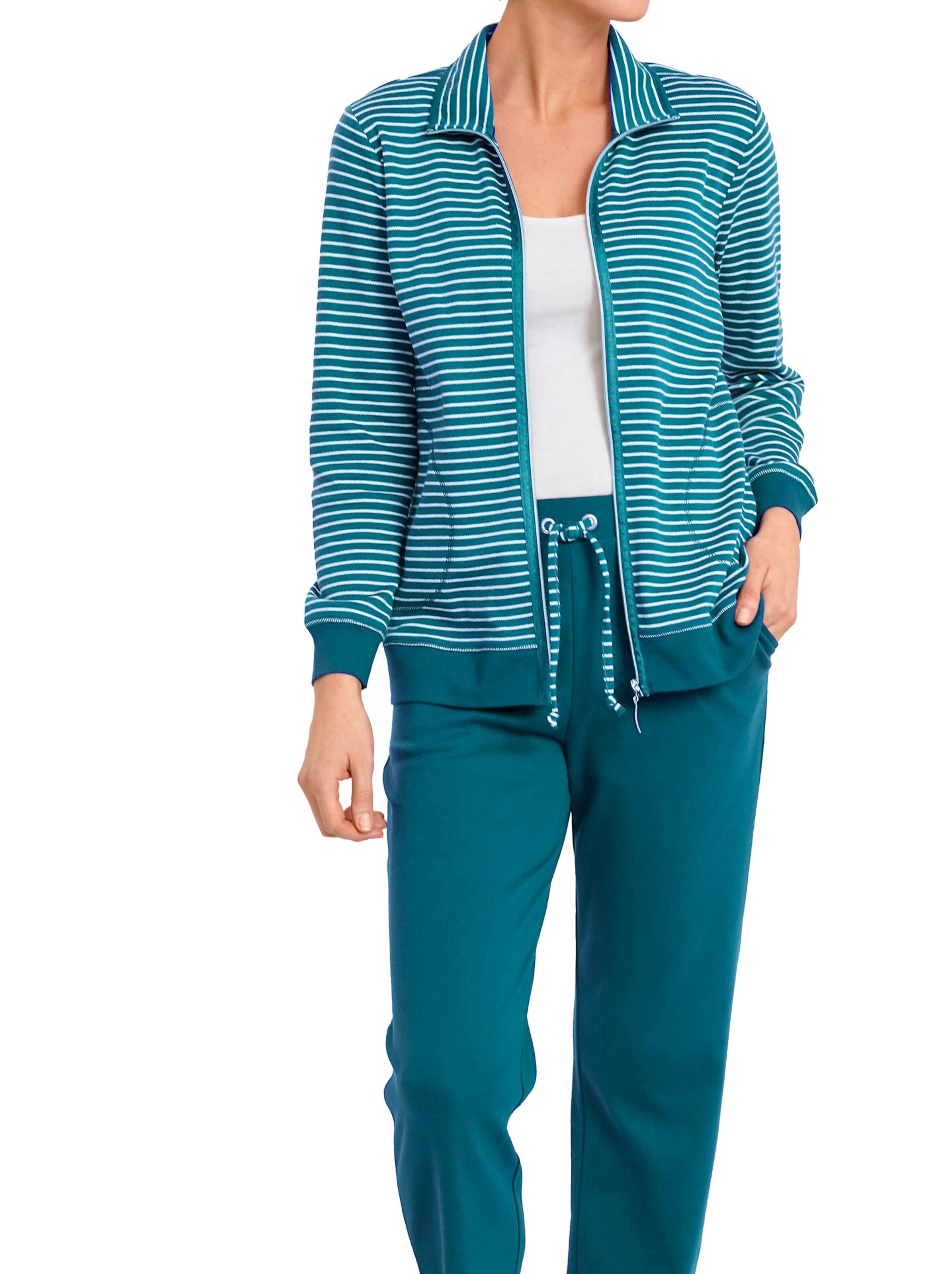 Hausanzug - petrol-gestreift