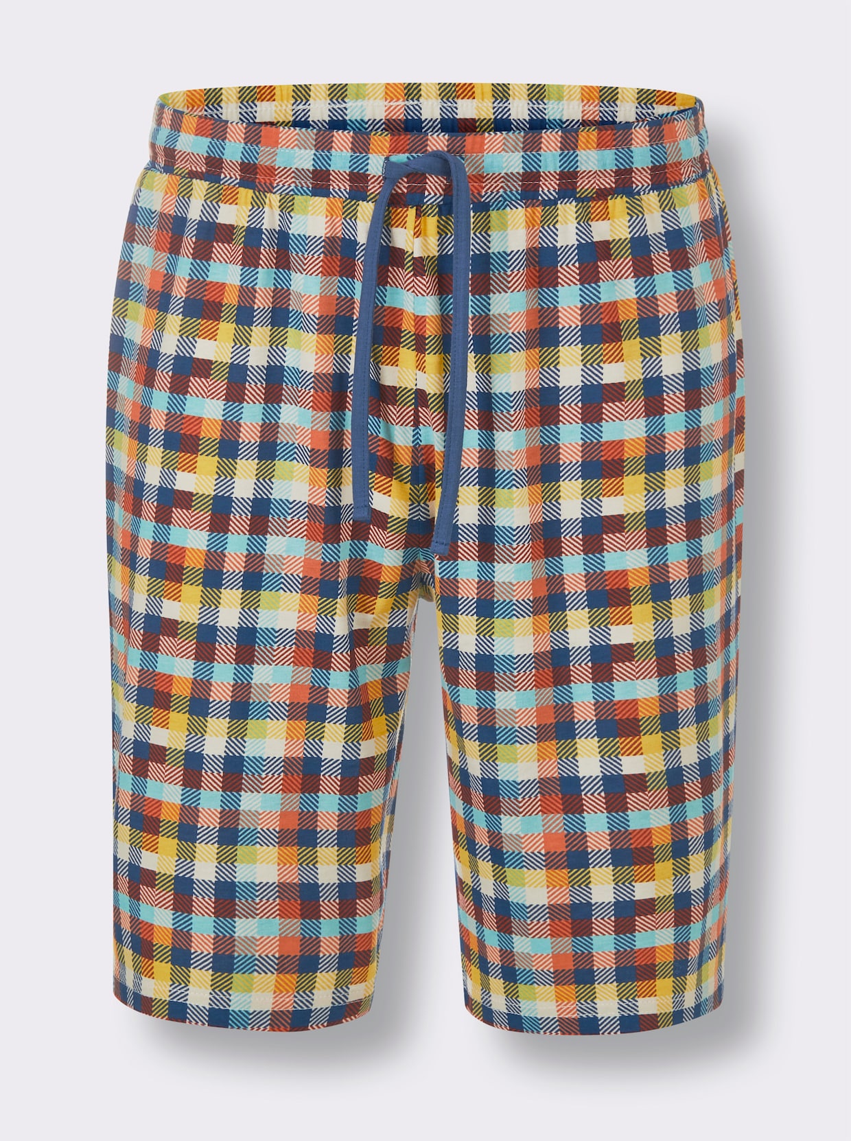wäschepur men Shorty - jeansblau-elfenbein-kariert