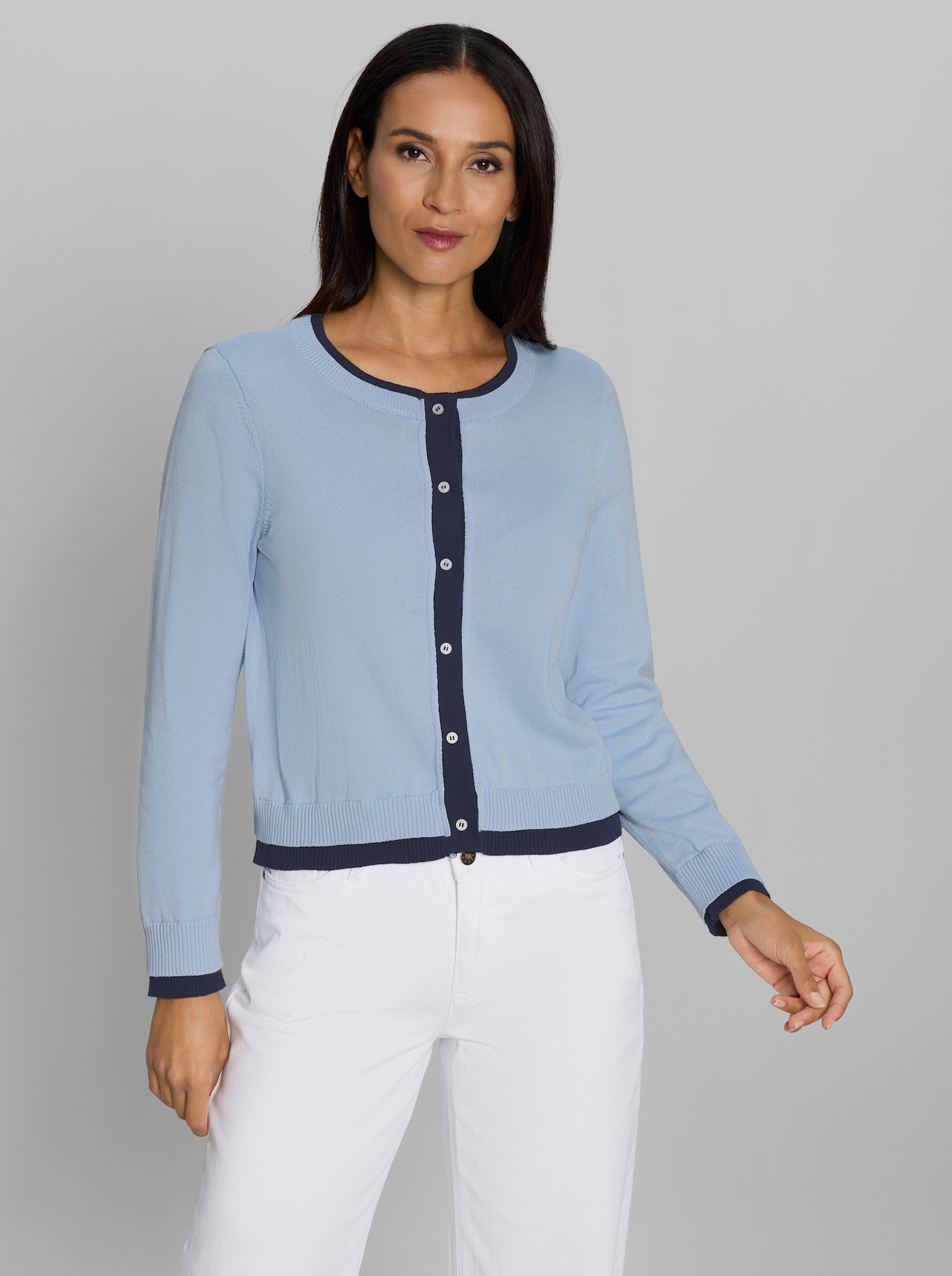 heine Feinstrickjacke in Lagenoptik - hellblau-marine