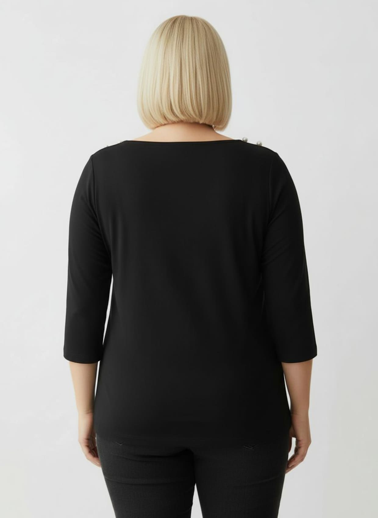 3/4-Arm-Shirt mit Zierperlen - schwarz