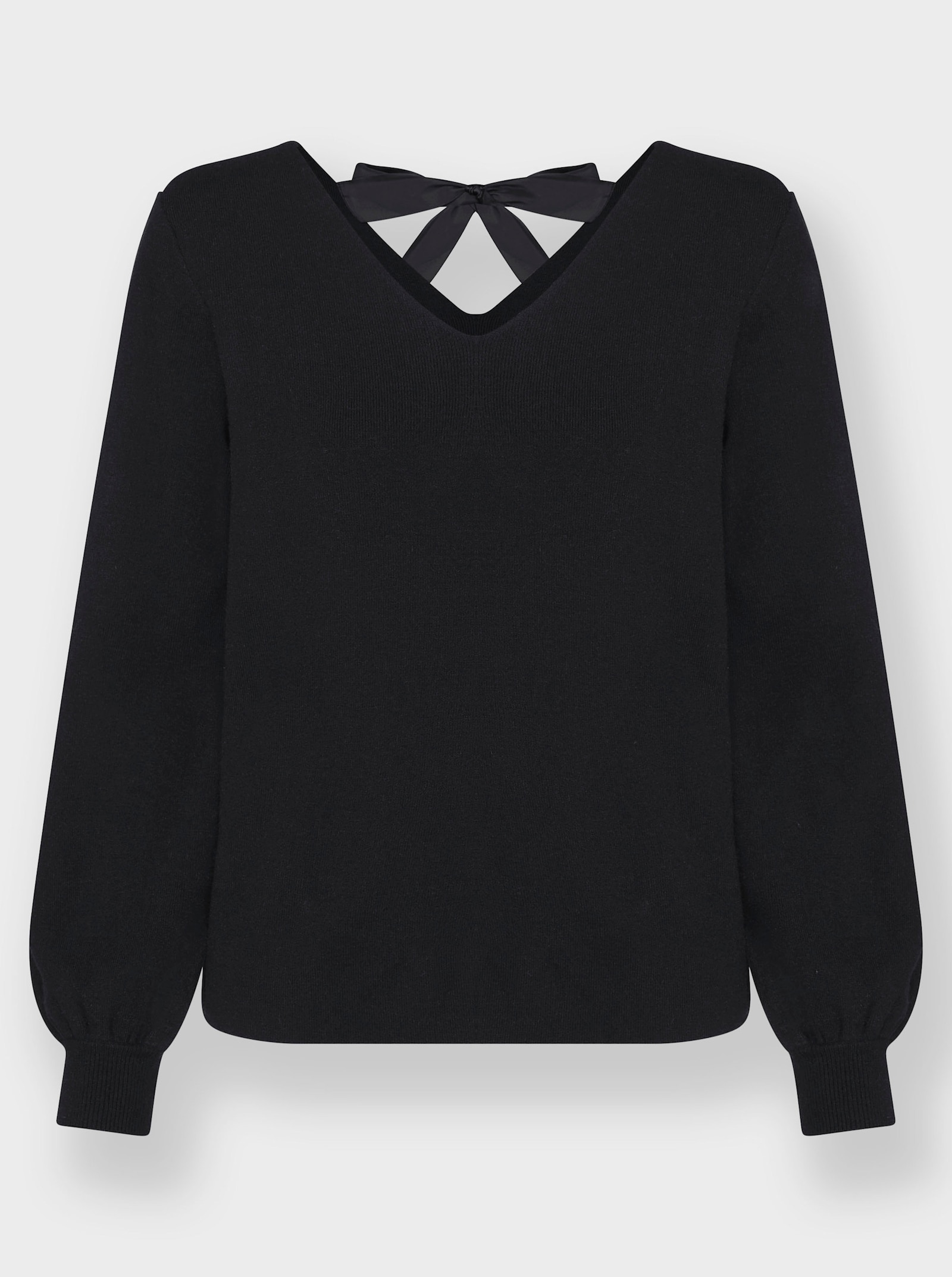 heine Feinstrickpullover mit V-Ausschnitt vorne und hinten - schwarz