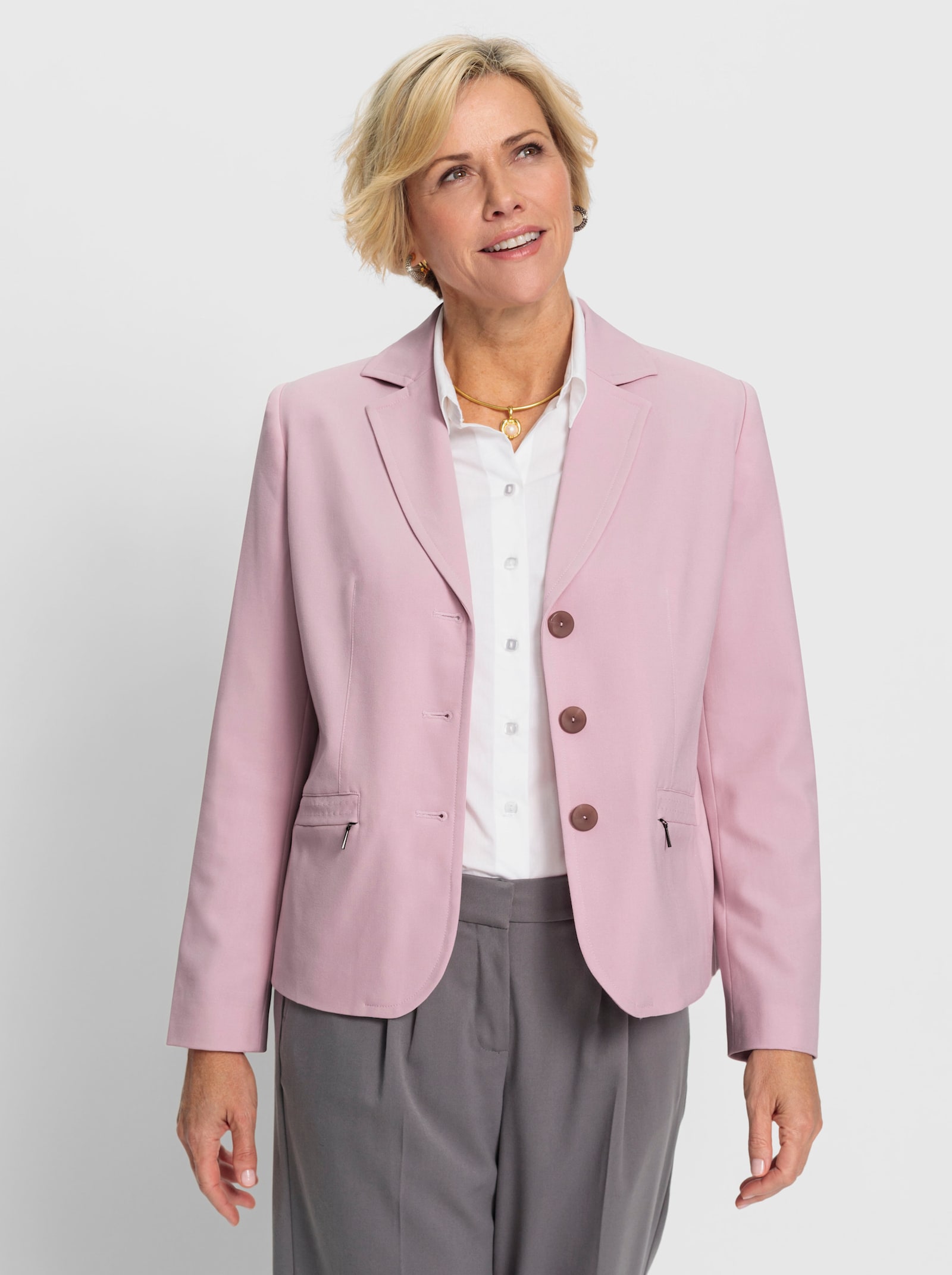 Blazer met sierstiksels - roze