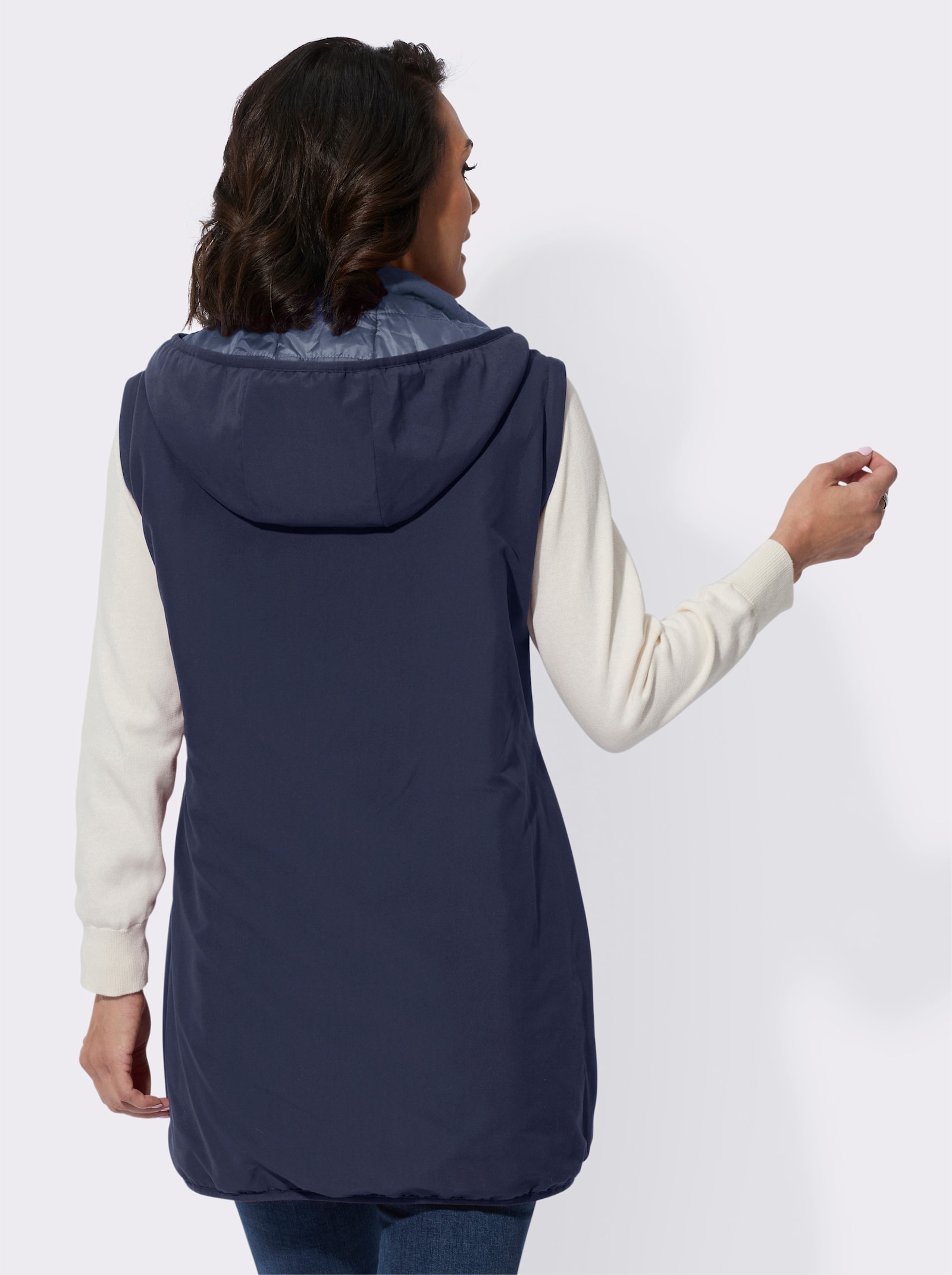 Longjacke mit Wendefunktion - rauchblau