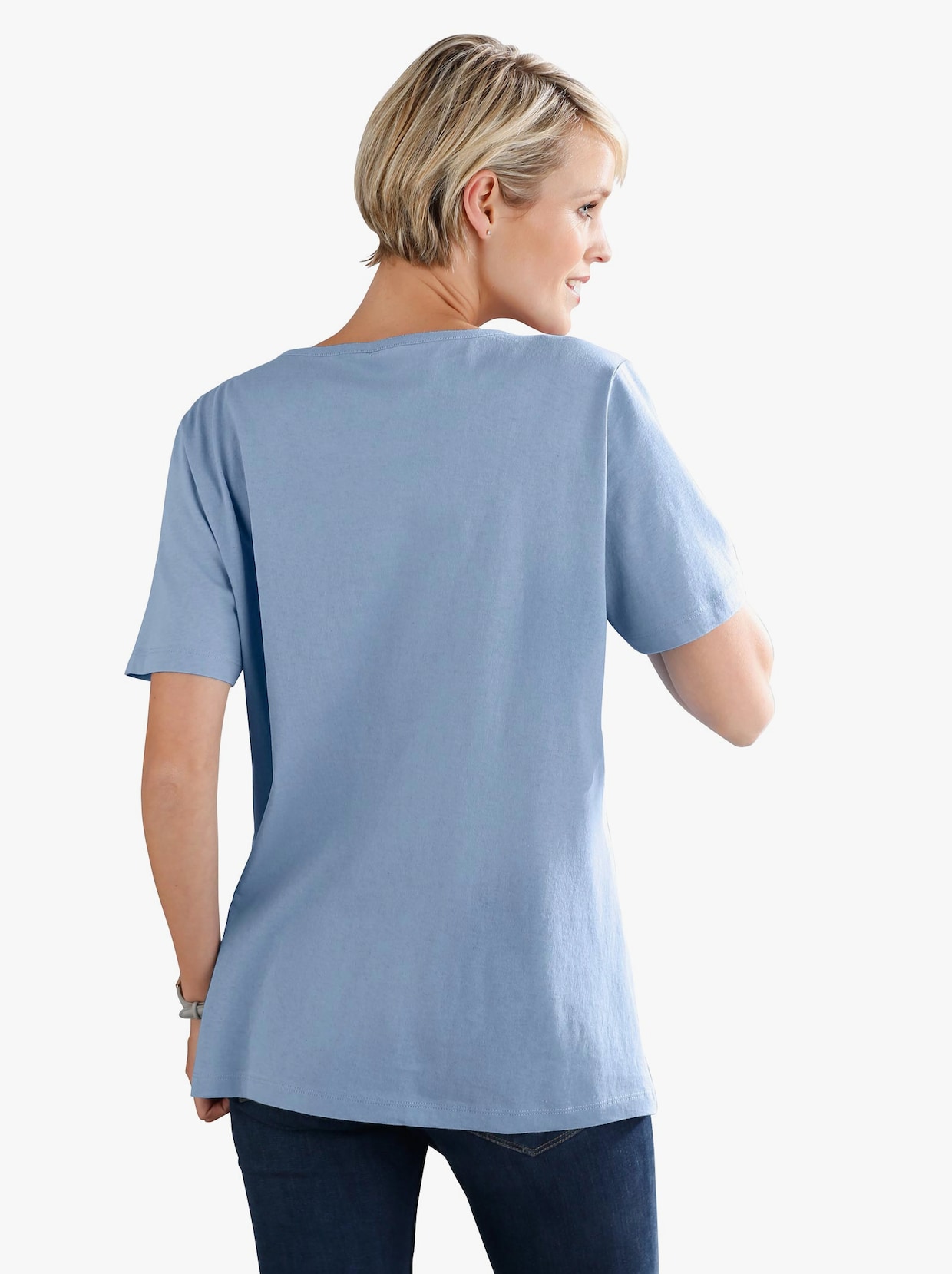 Tričko s krátkým rukávem - modrá-potisk