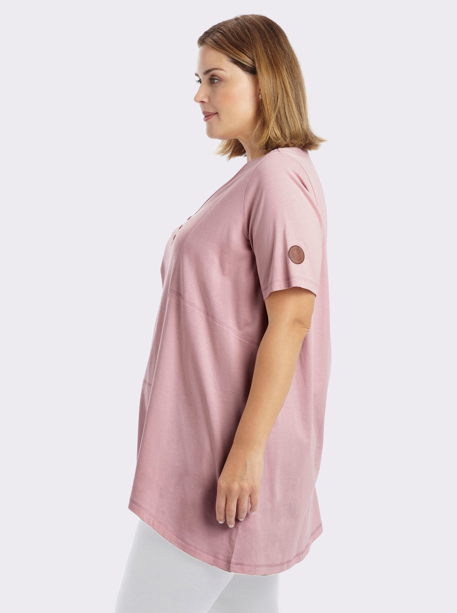 sheego Longshirt mit gerundetem Saum - hortensie