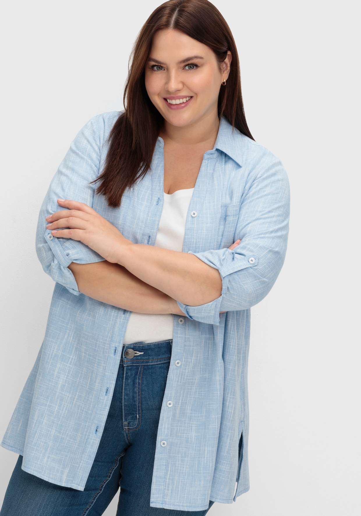 sheego Hemdbluse - blau