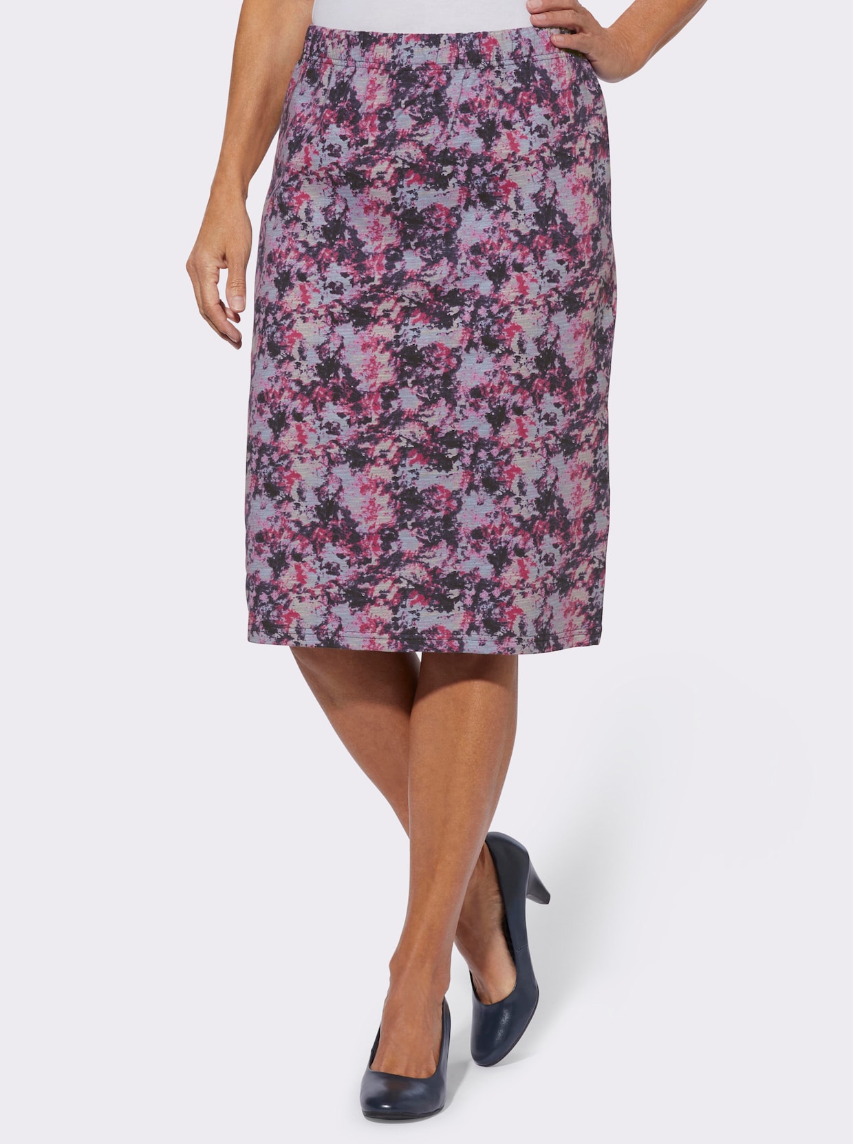 Rok van jersey - orchidee/marine bedrukt