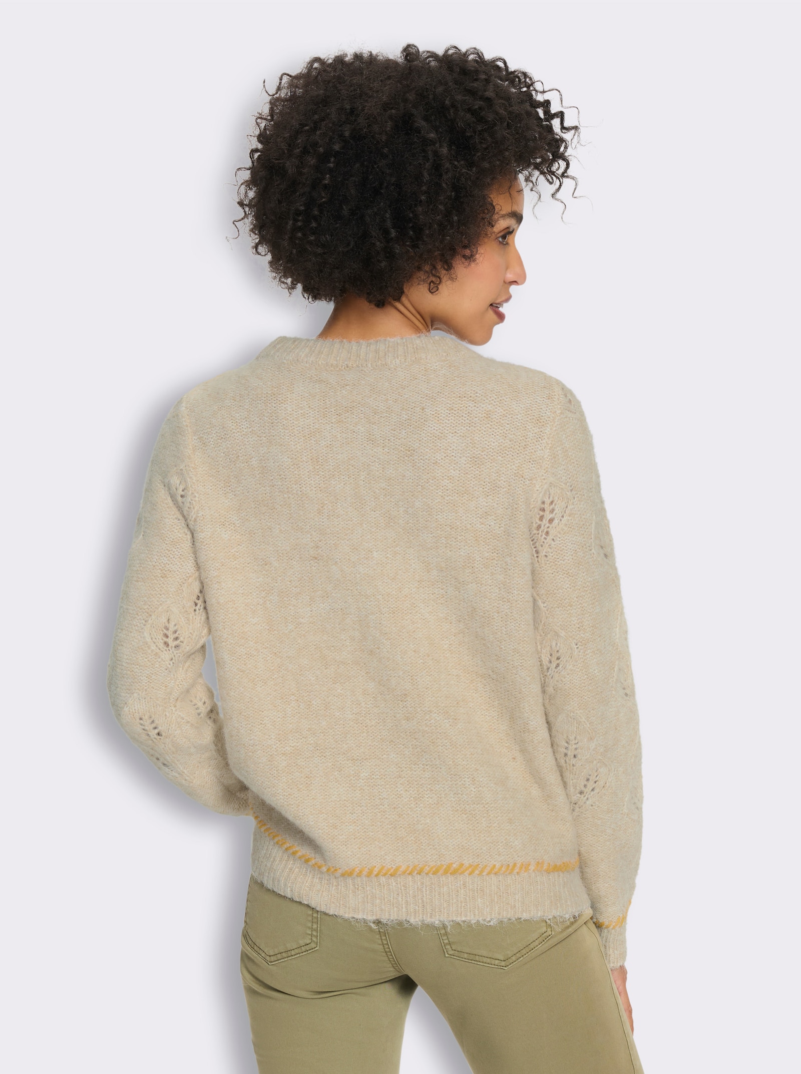 heine Ajourpullover mit Effektgarn - champagner