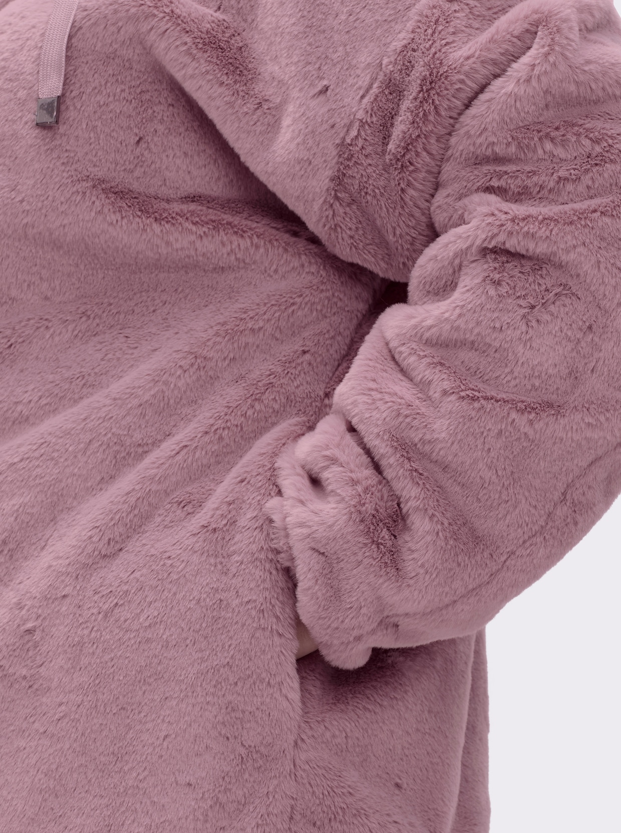 Fellimitatjacke mit Gummizug an Ärmeln und Saum - mauve
