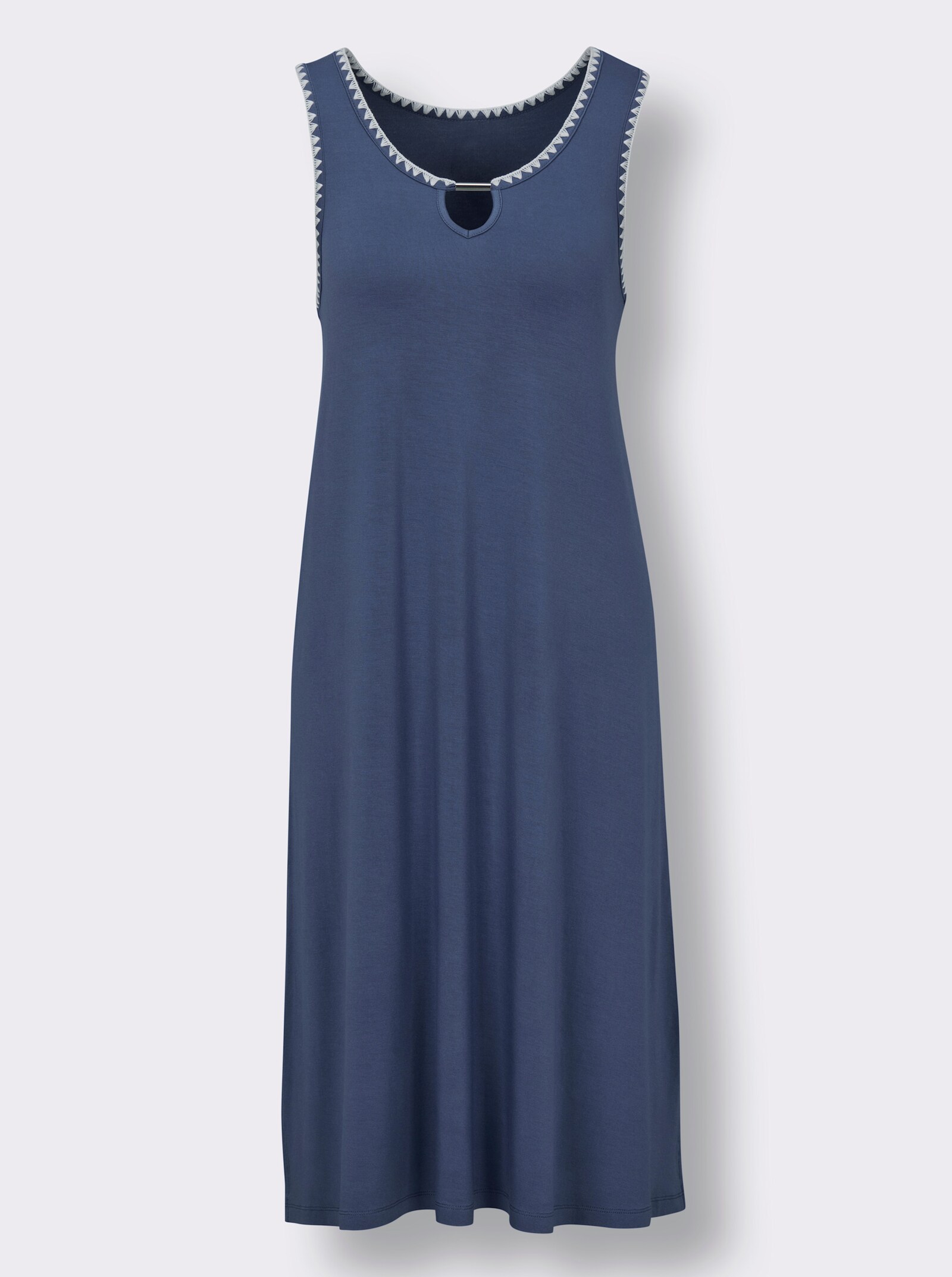 feel good Sommerkleid mit Zierteil am Ausschnitt - jeansblau
