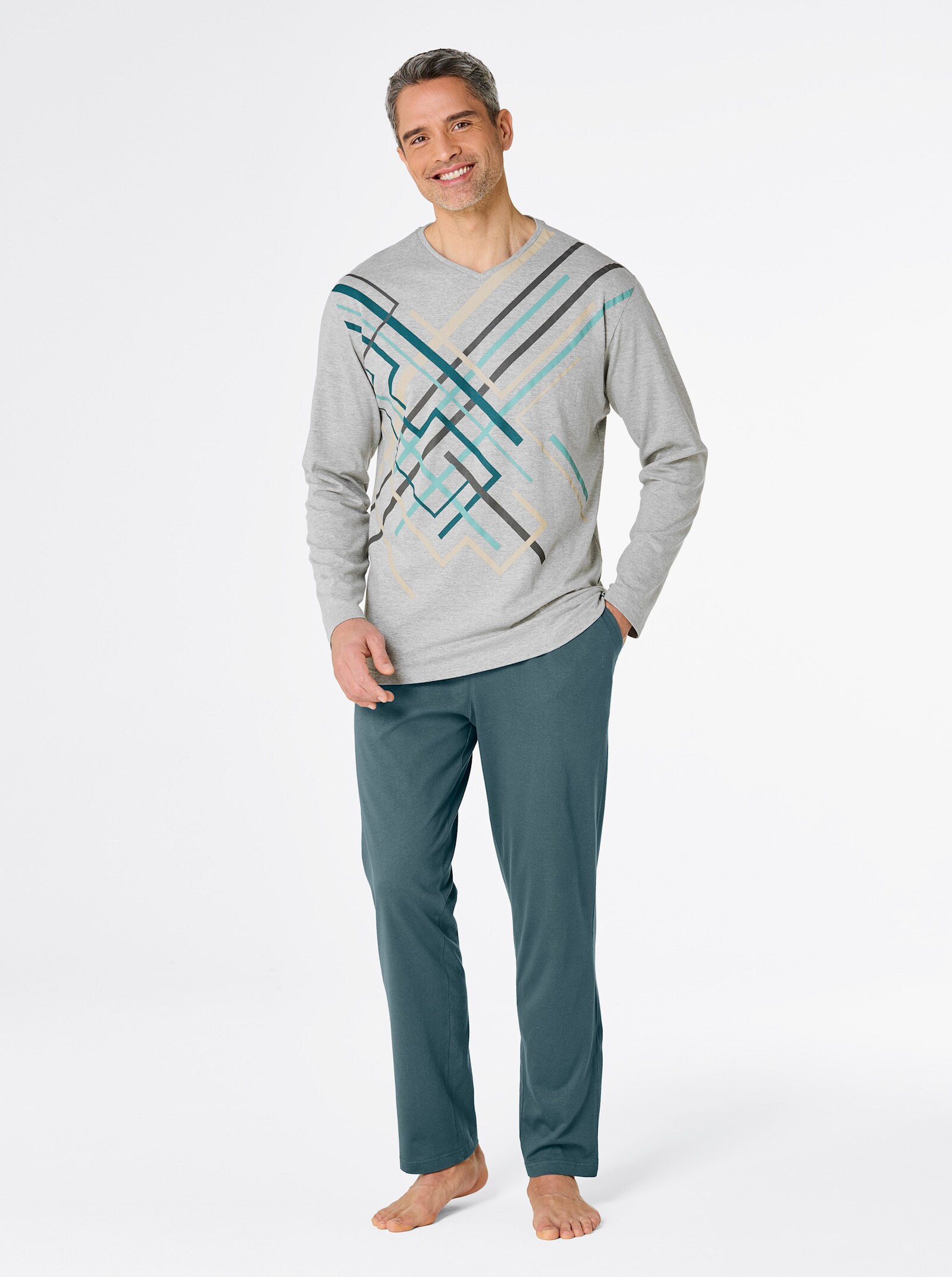 wäschepur men Schlafanzüge - petrol + dunkelrot