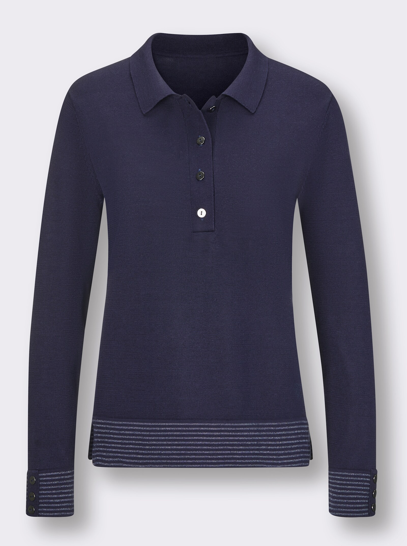 CREATION L PREMIUM Polopullover aus mercerisierter Baumwolle - marine