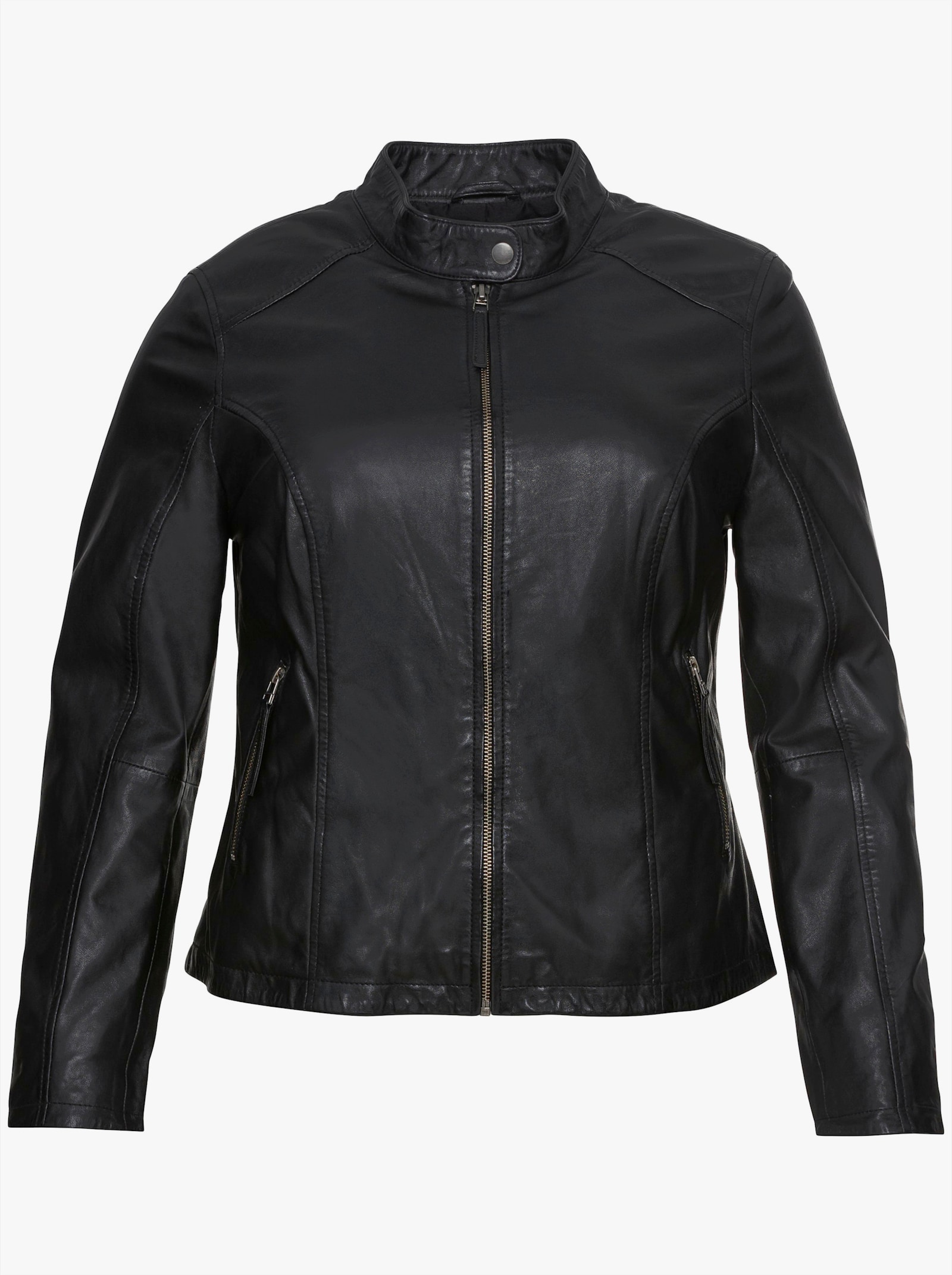 sheego Lederjacke im Biker-Stil - schwarz