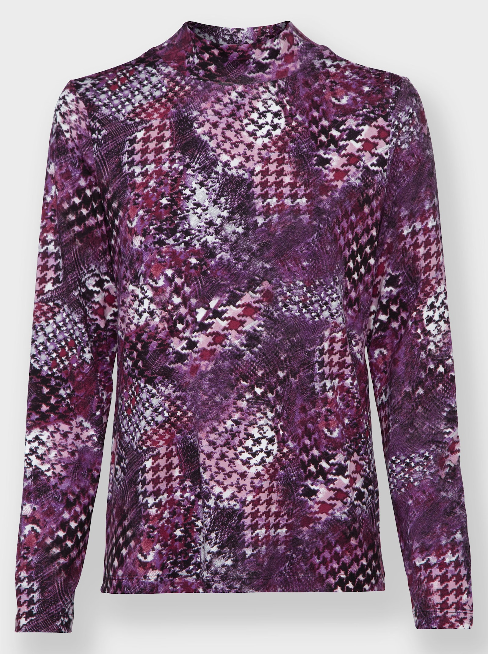 Shirt met lange mouwen en dessin rondom - bordeaux/steengrijs bedrukt