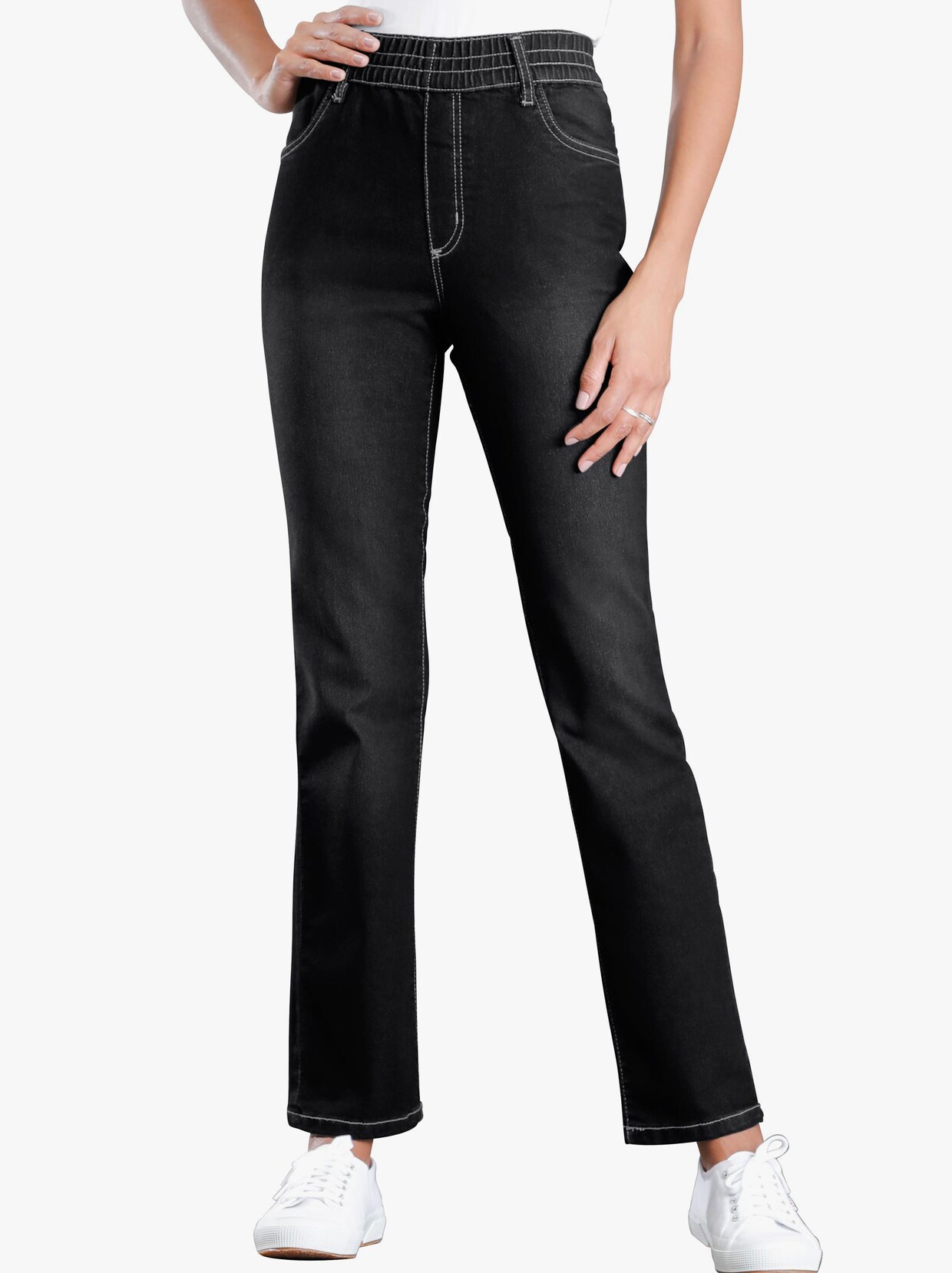 High-waist-Jeans - black-denim