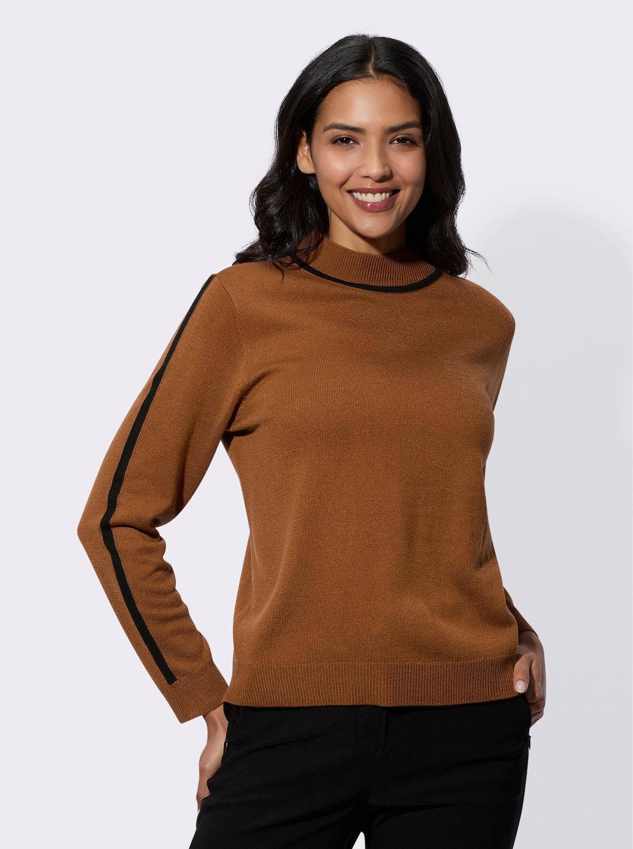 Trui met opstaande kraag - cognac