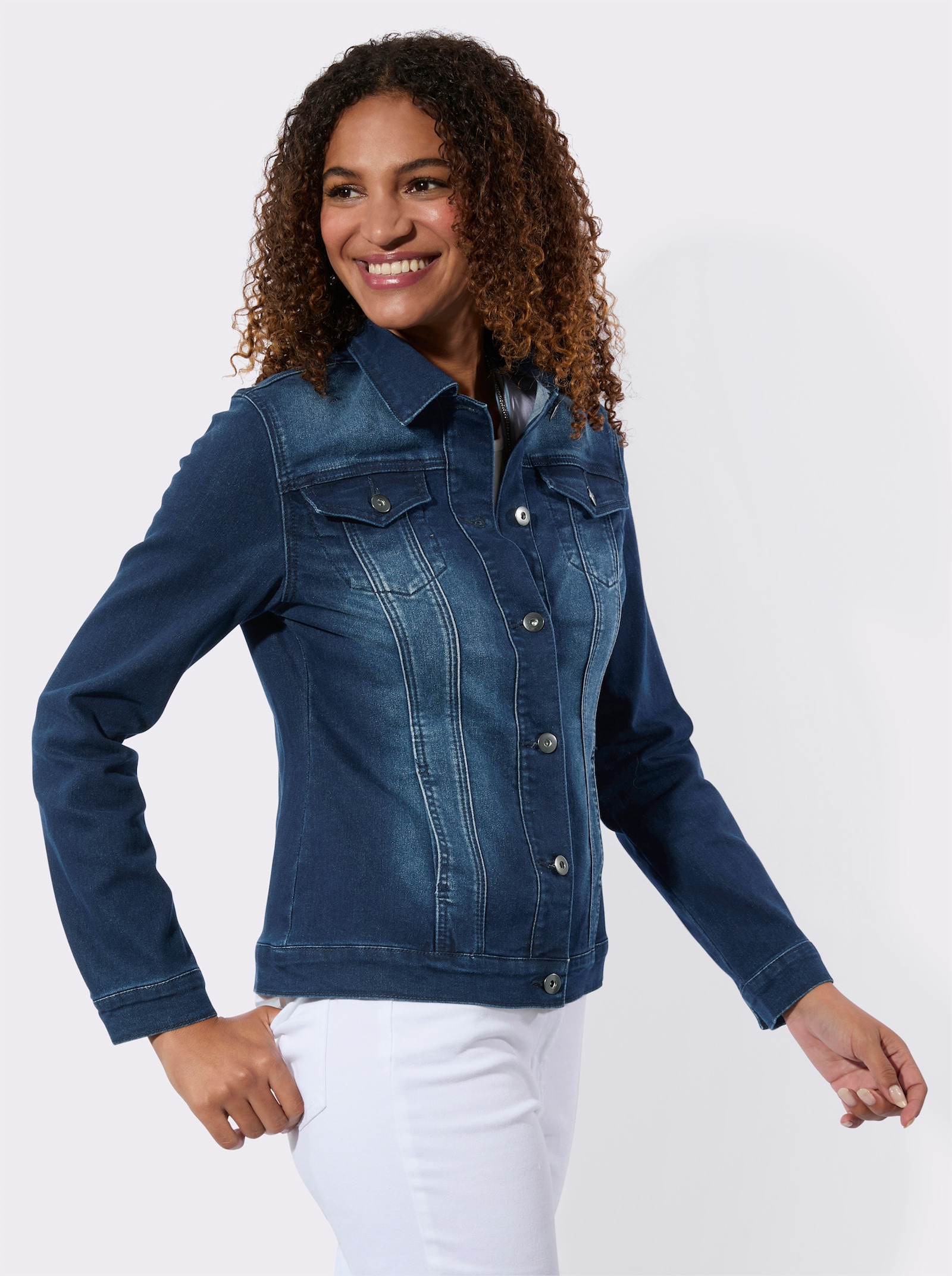 Jeansjacke elastische Qualität - blue-stone-washed