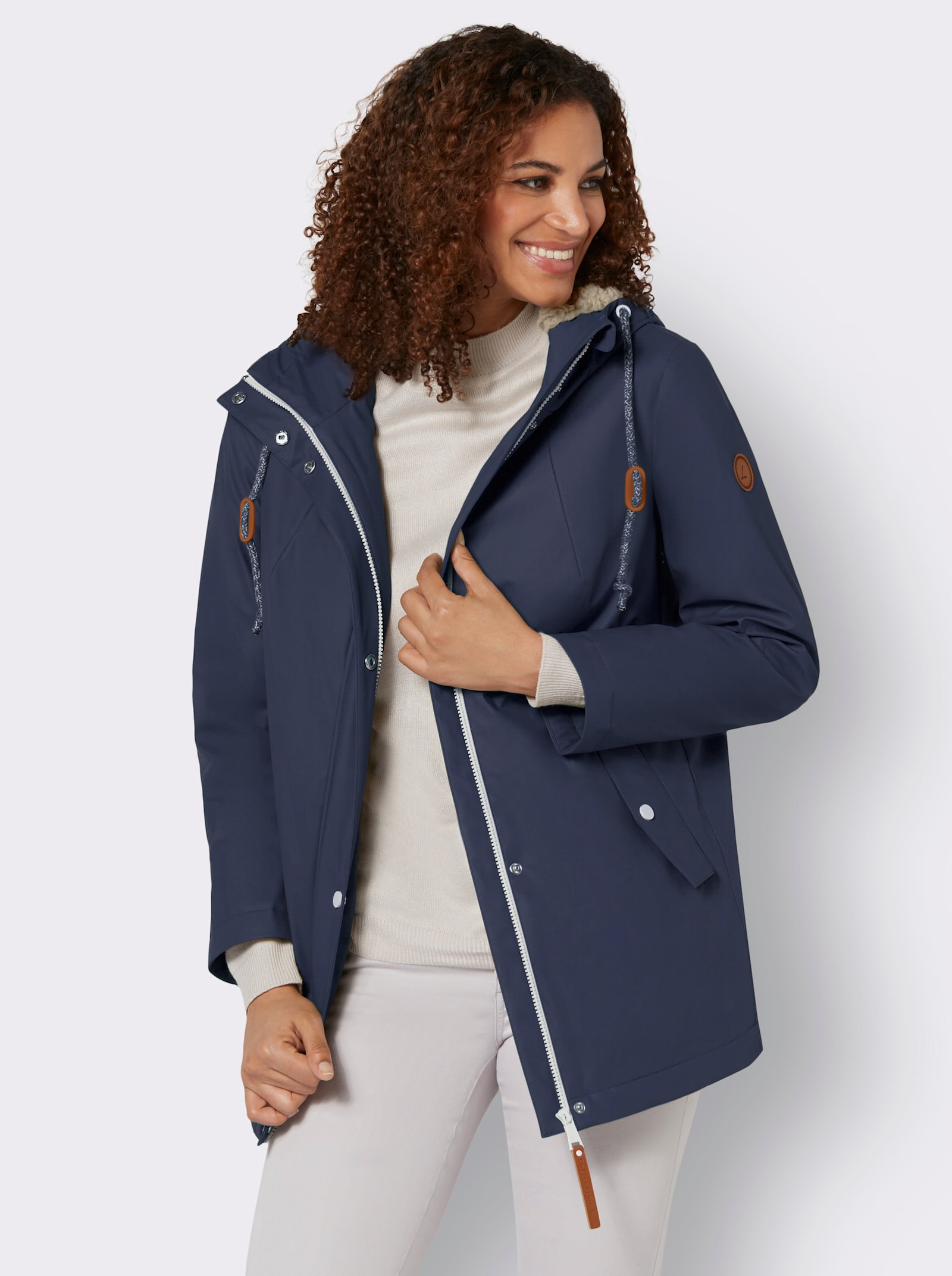 Jacke mit Teddy-Futter - marine