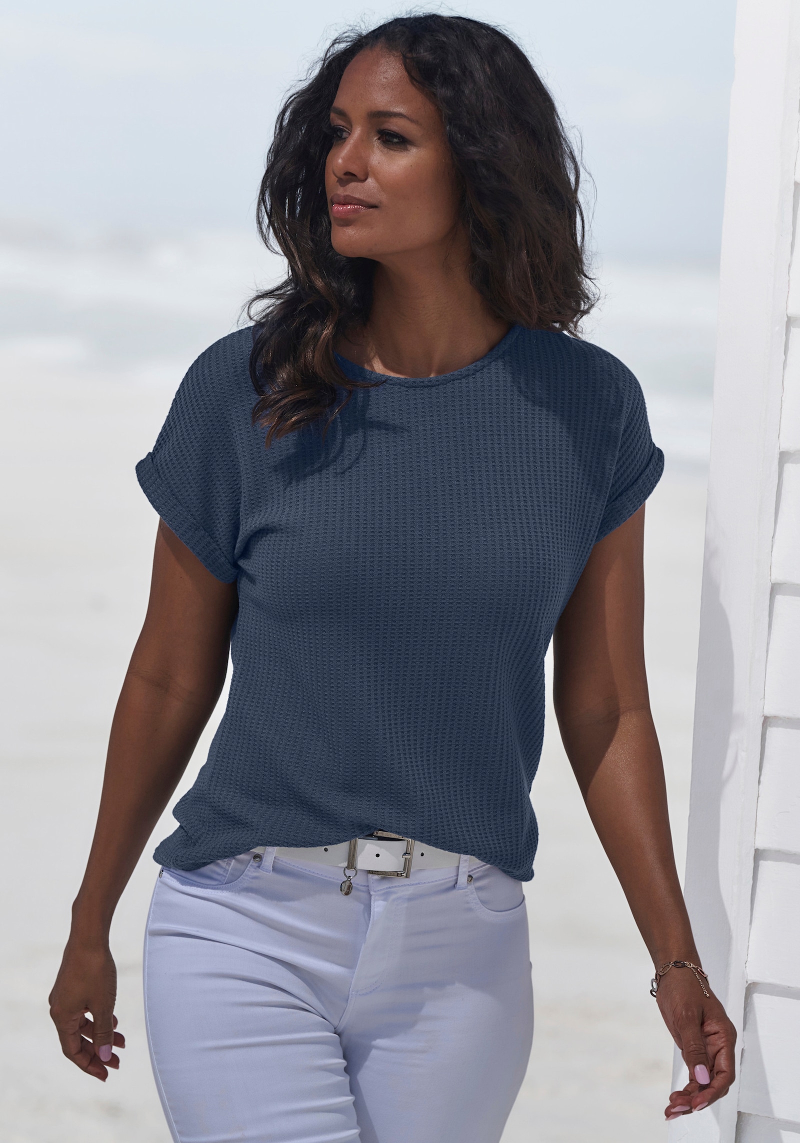 Vivance Kurzarmshirt - blau