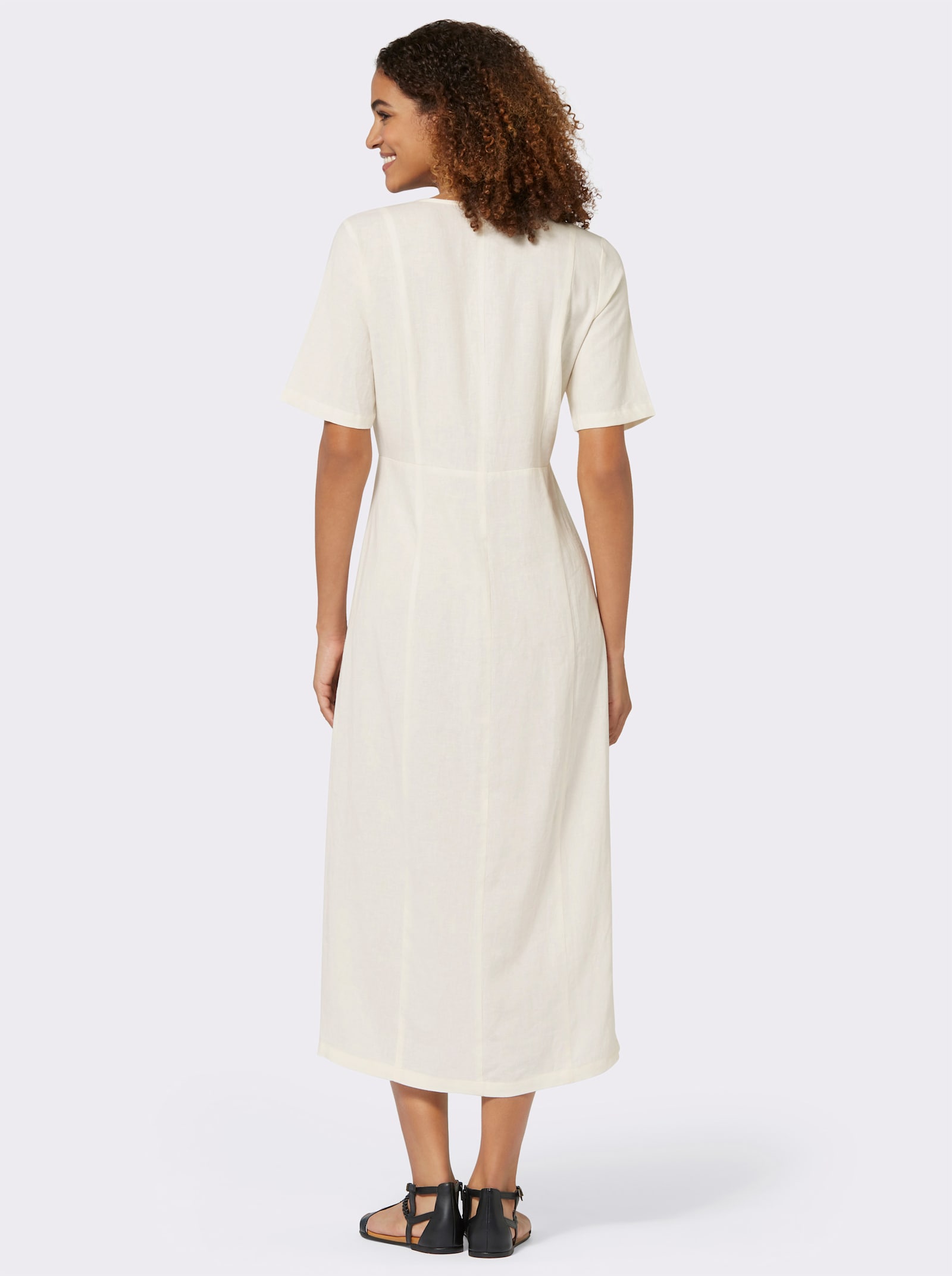 Sommerkleid Knöpfe in Horn-Optik - champagner