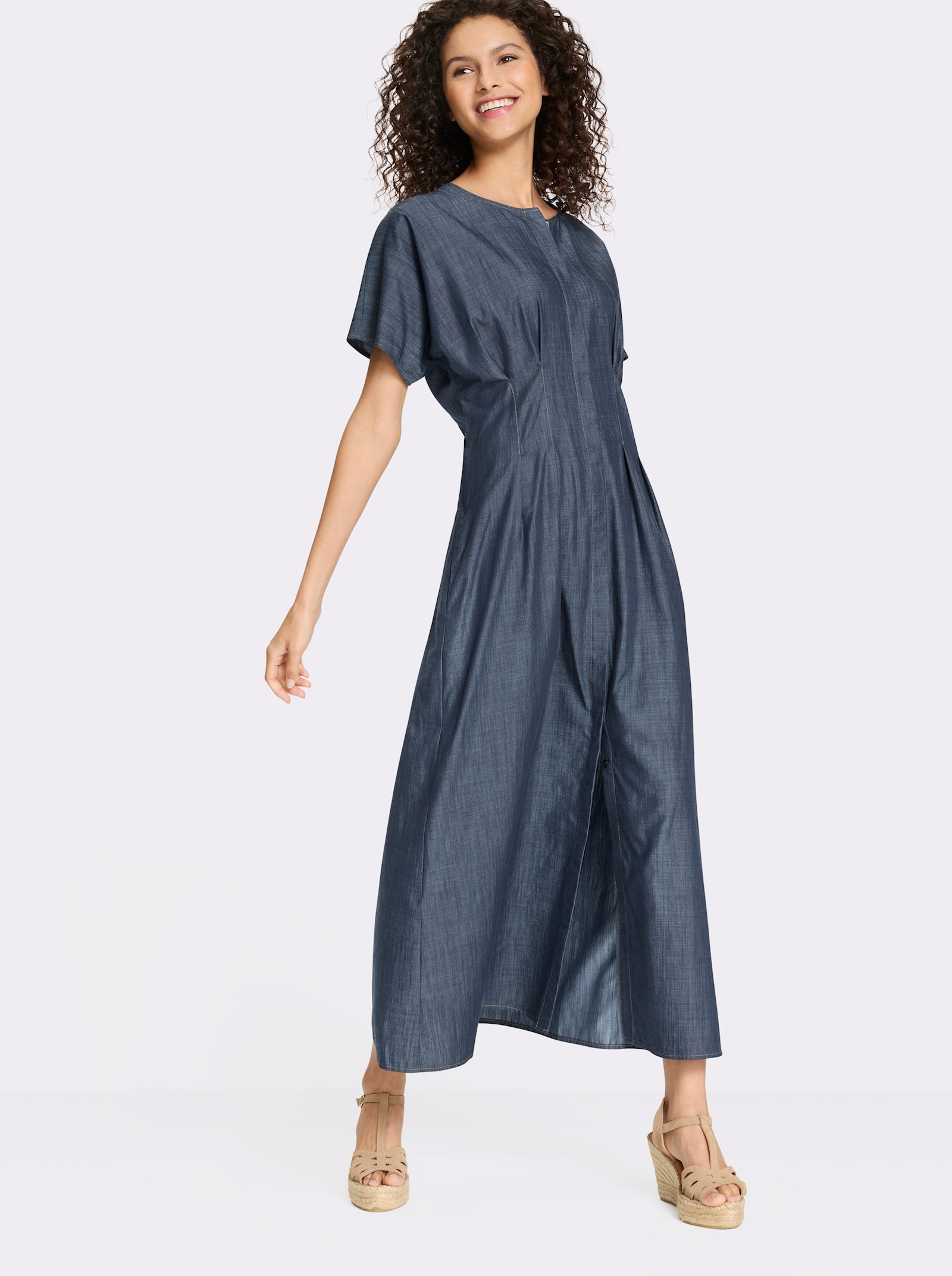 heine Vrijetijdsjurk met geaccentueerde taille - rookblauw gemêleerd