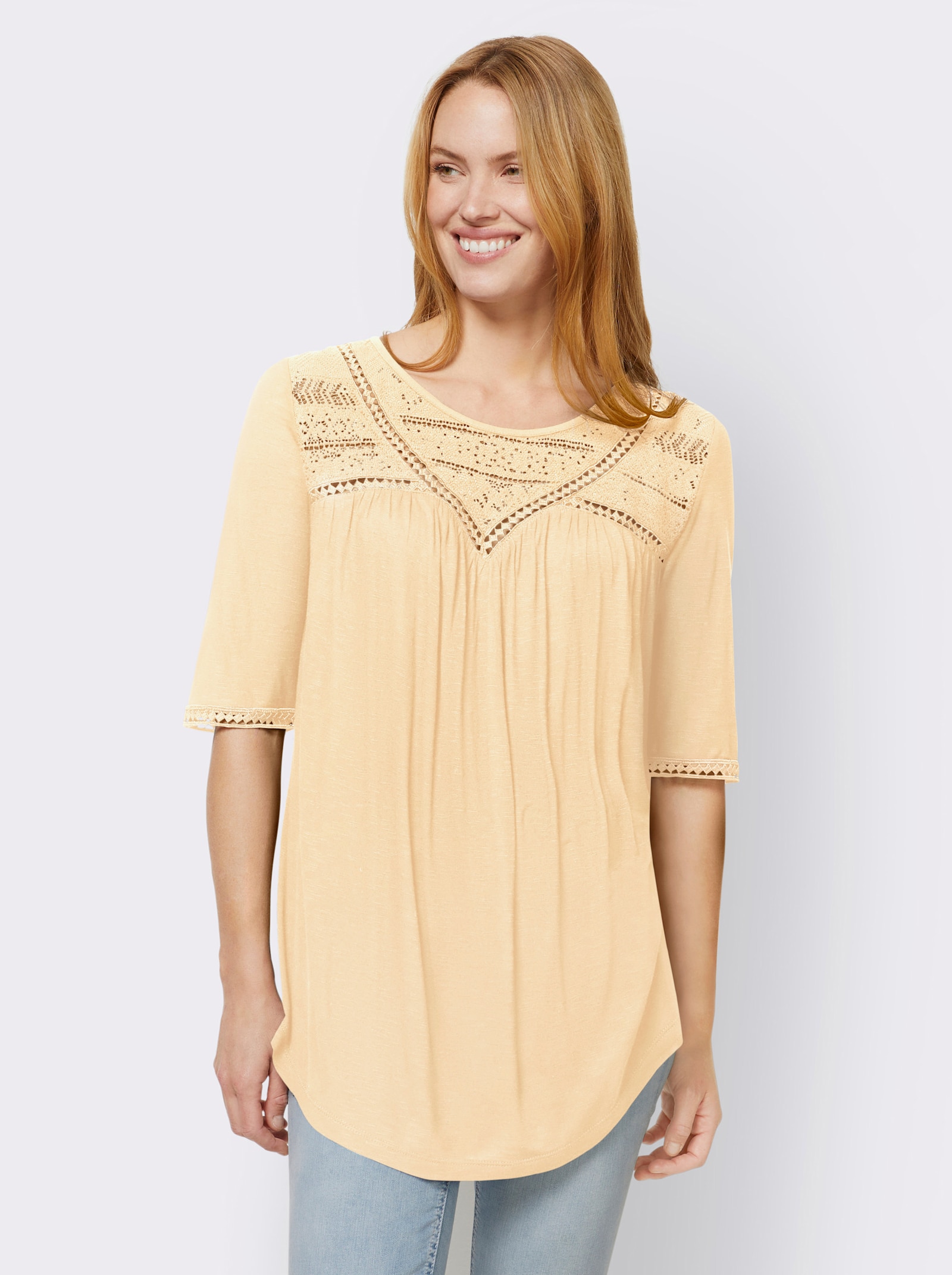 heine Shirt mit Spitze - zitrone