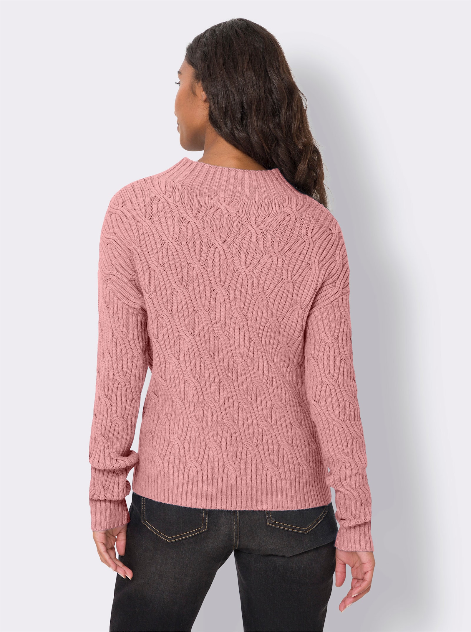 heine Pull à col montant avec motif torsadé, qualité ECOVERO - quartz rose