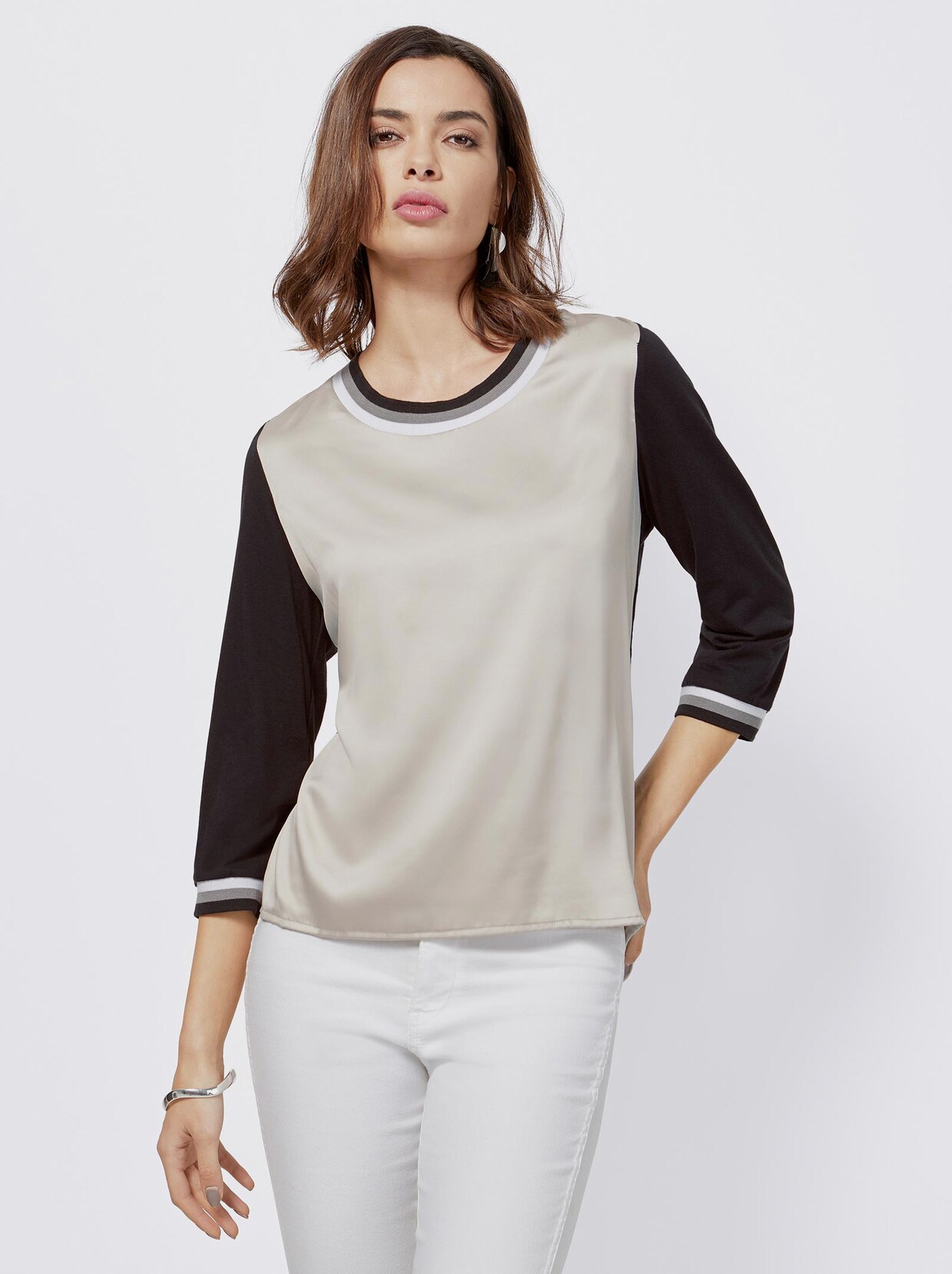 T-shirt à manches 3/4 - noir-gris