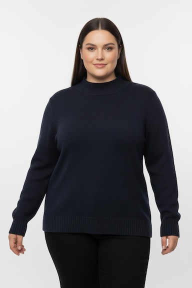 Stehkragenpullover mit Baumwolle - marine