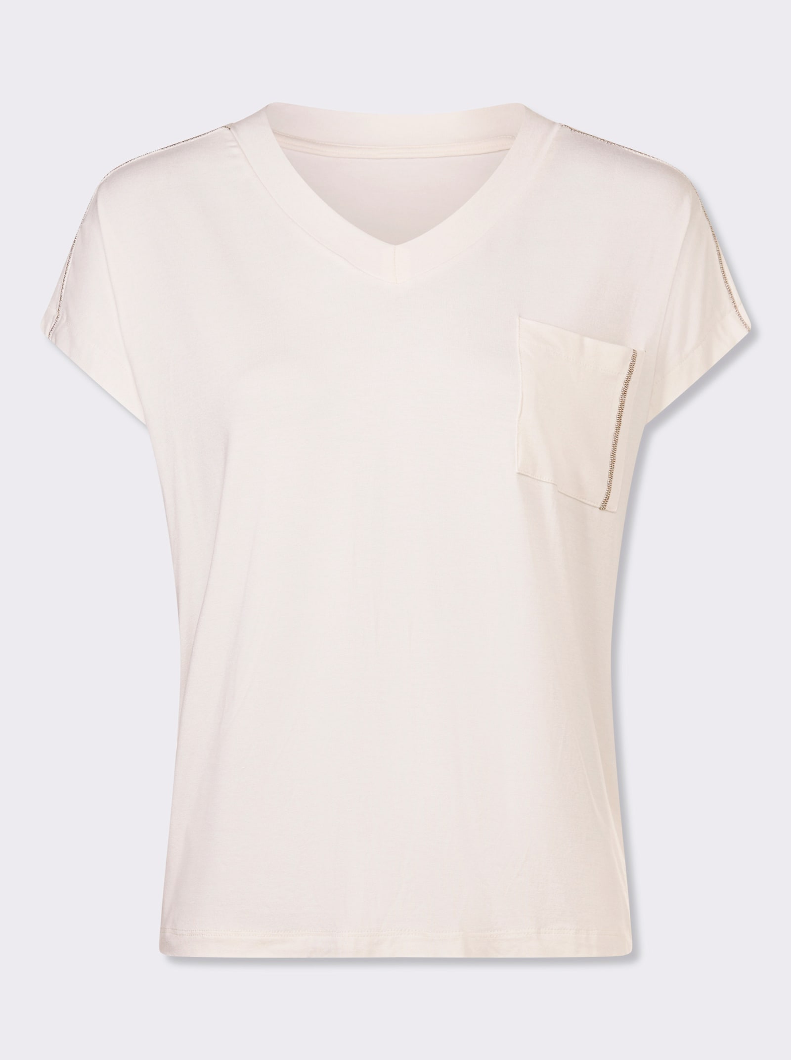 heine Kurzarmshirt mit Zierperlen - ecru