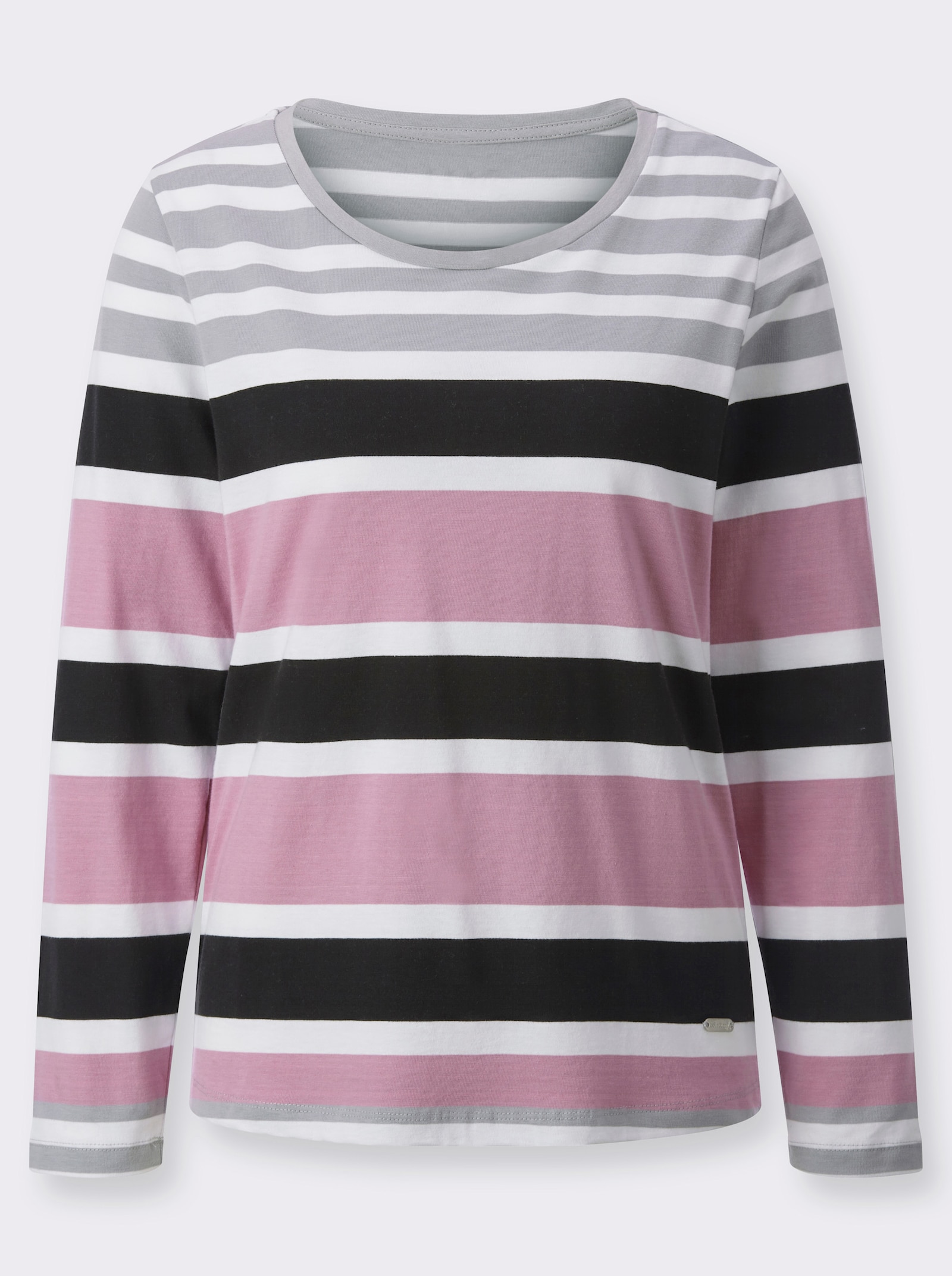 Gestreept shirt van puur katoen - steengrijs/oudroze gestreept