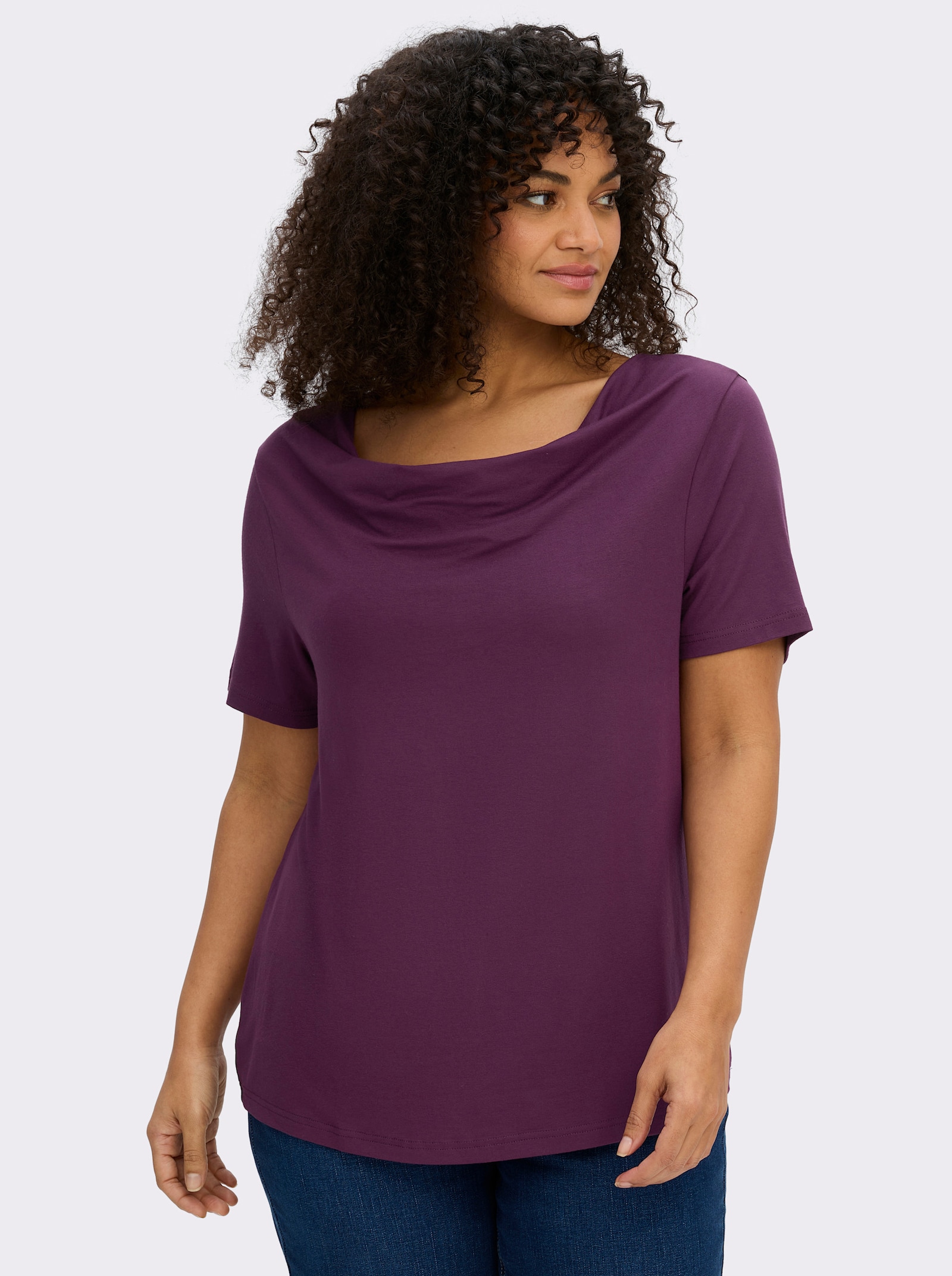 Wasserfallshirt mit kurzen Ärmeln - traube