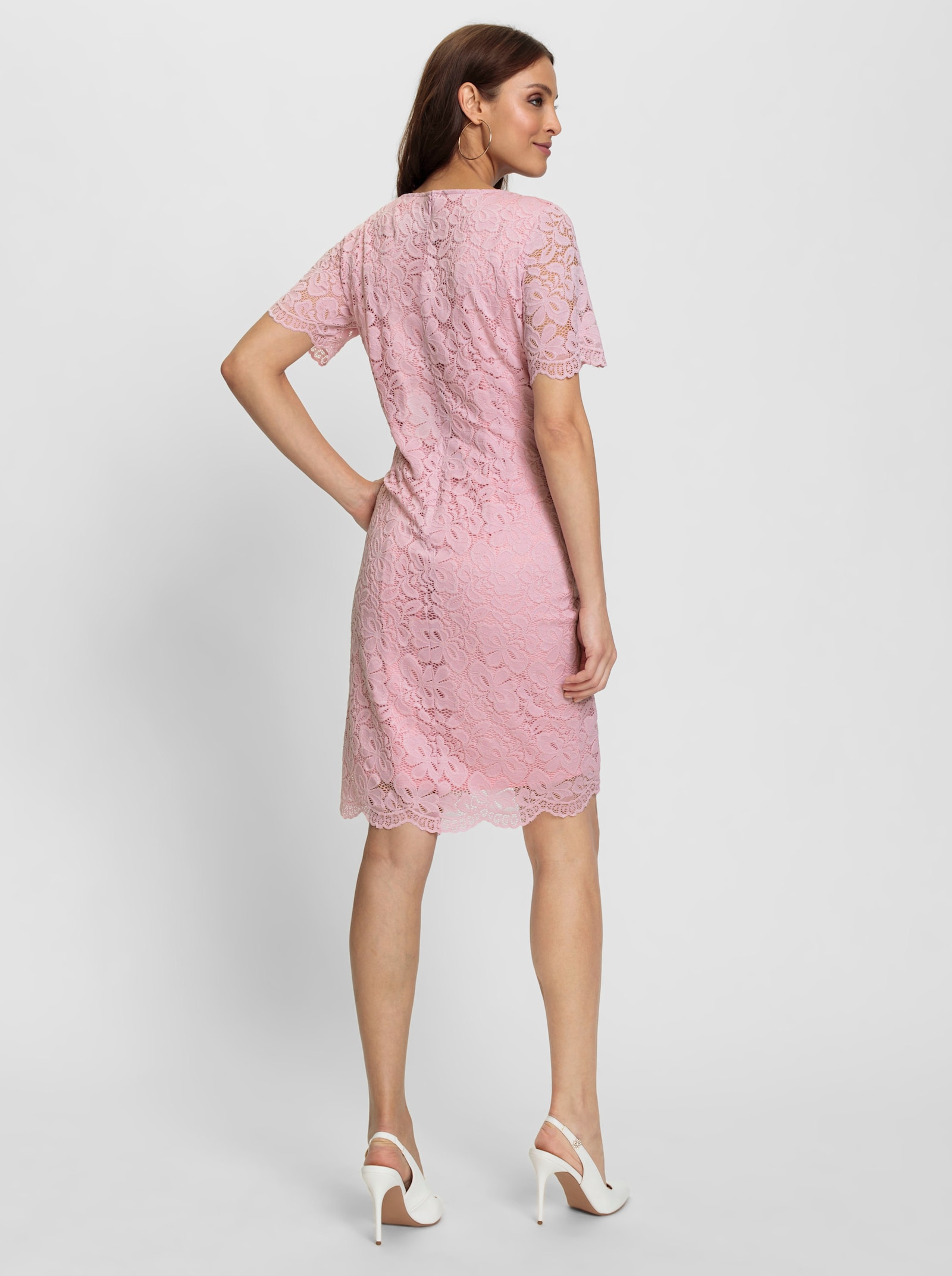 Spitzenkleid mit Falten - rosé