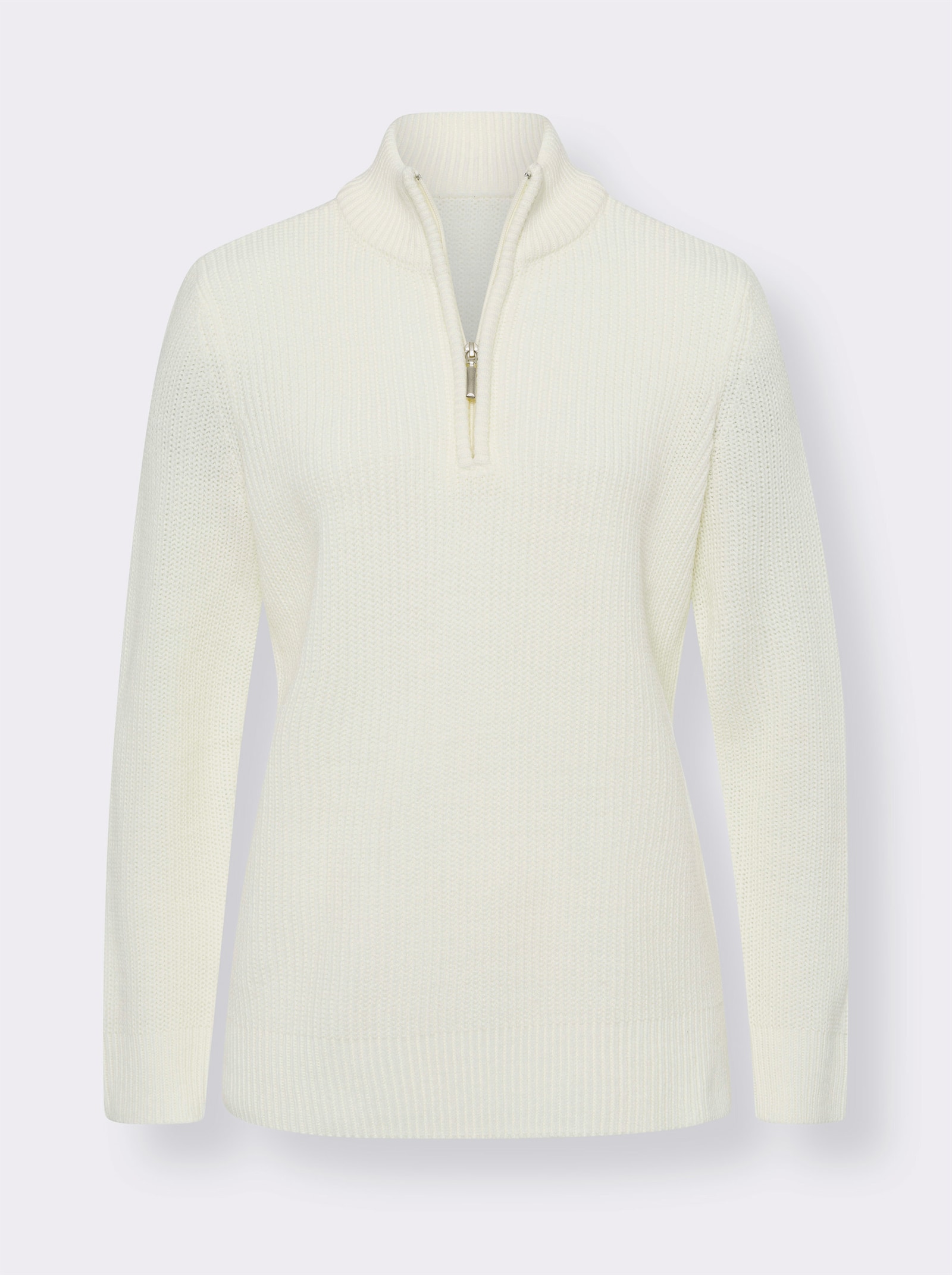 Stehkragenpullover in Patentstrick - champagner