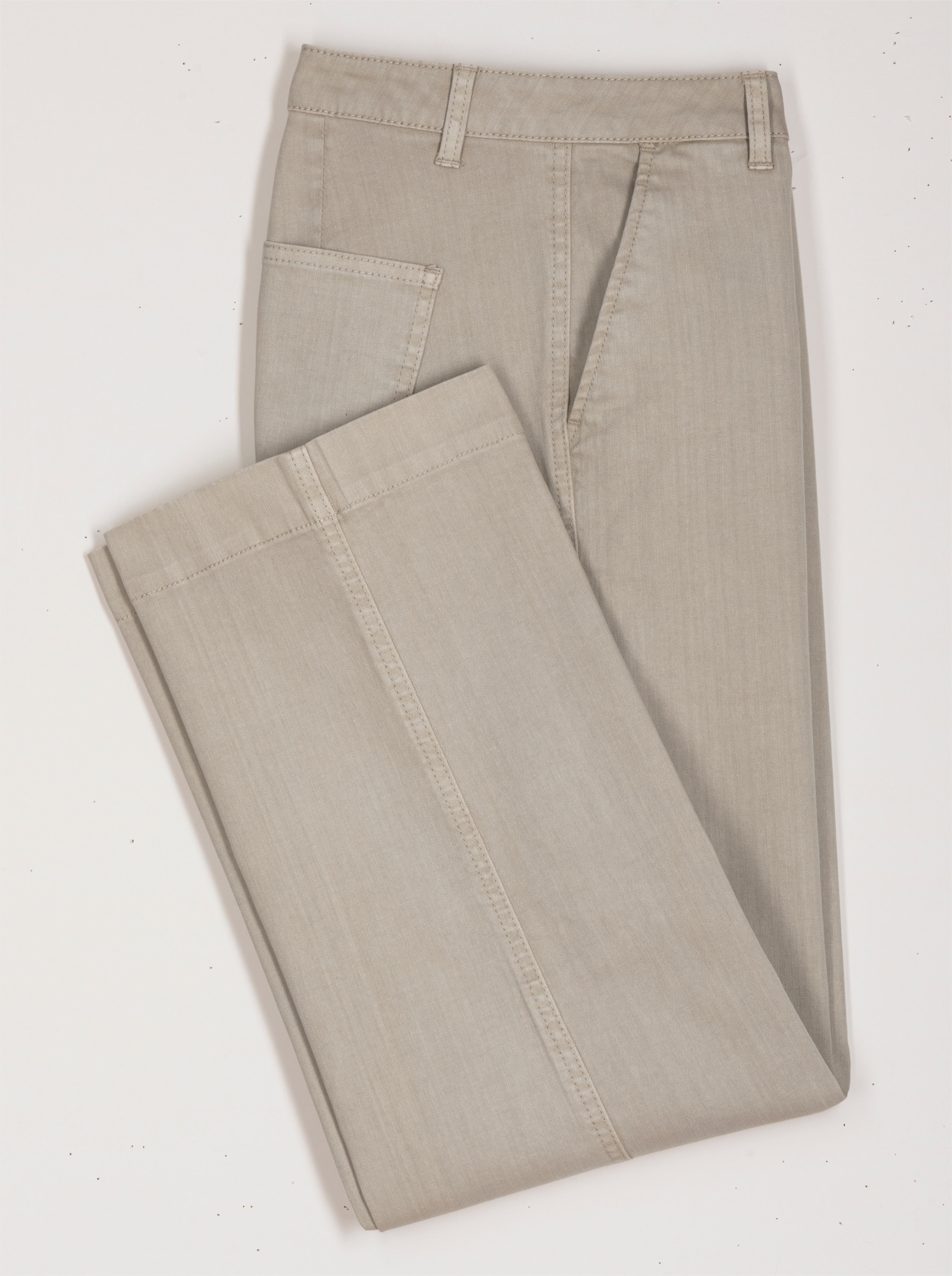 Kalhoty culotte s nakládanými kapsami vzadu - písková