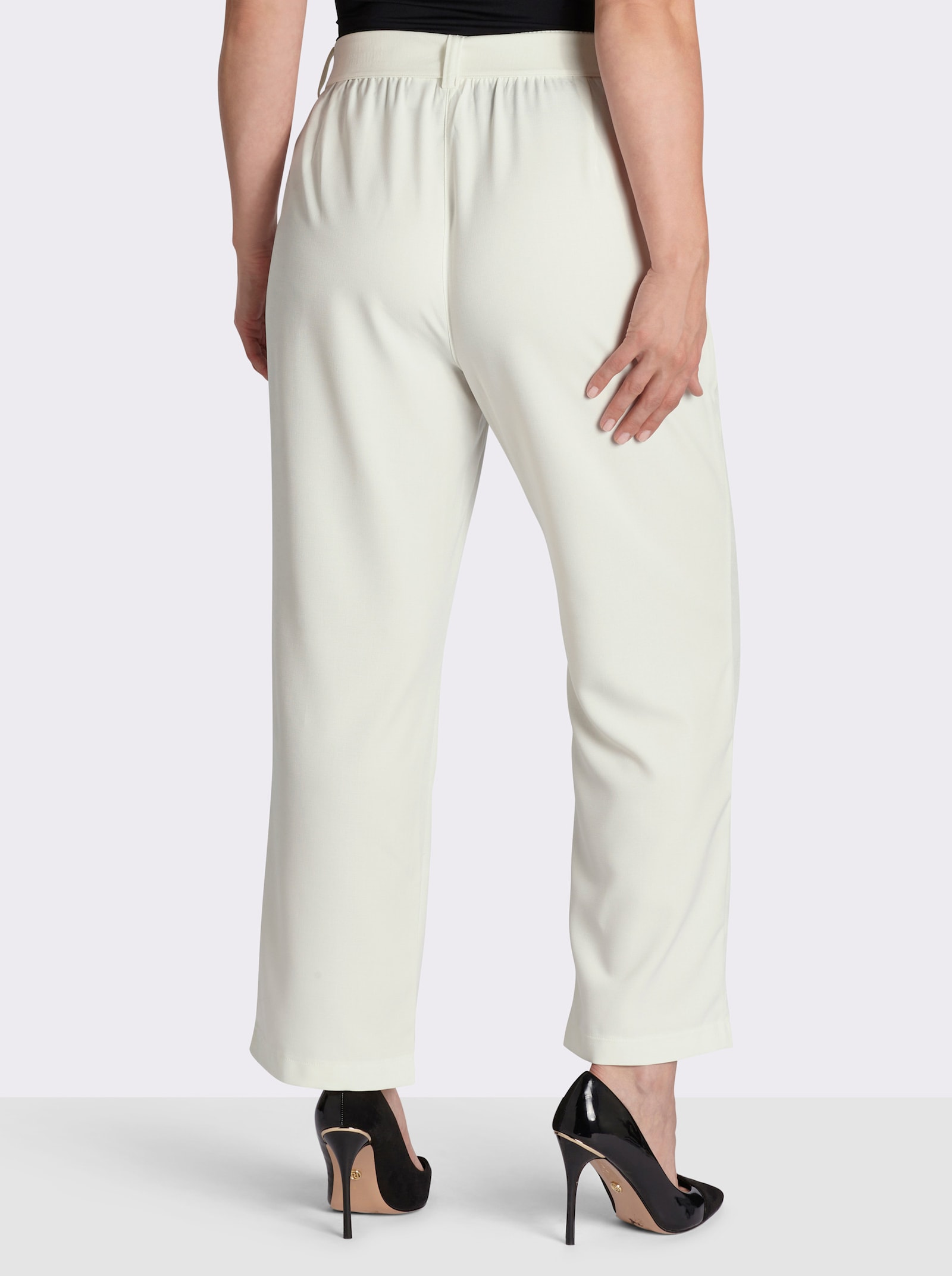 Palazzohose mit Bindegürtel - ecru