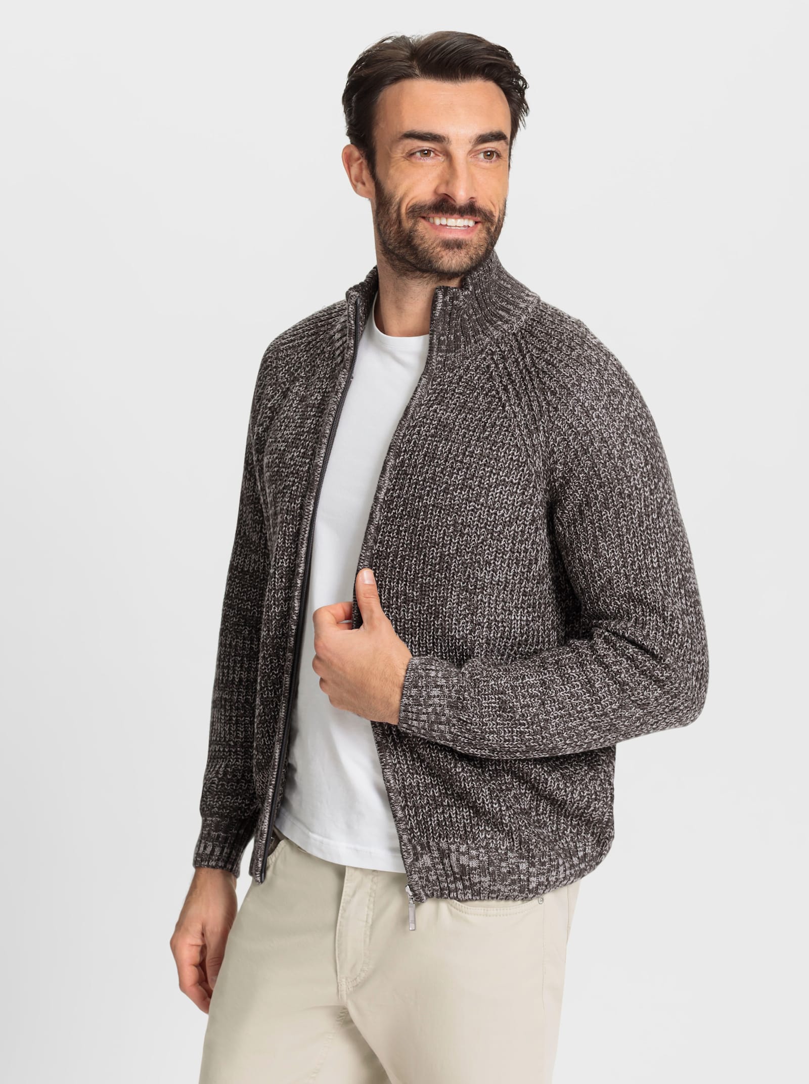 Catamaran Strickjacke mit durchgehendem Reissverschluss - anthrazit-meliert