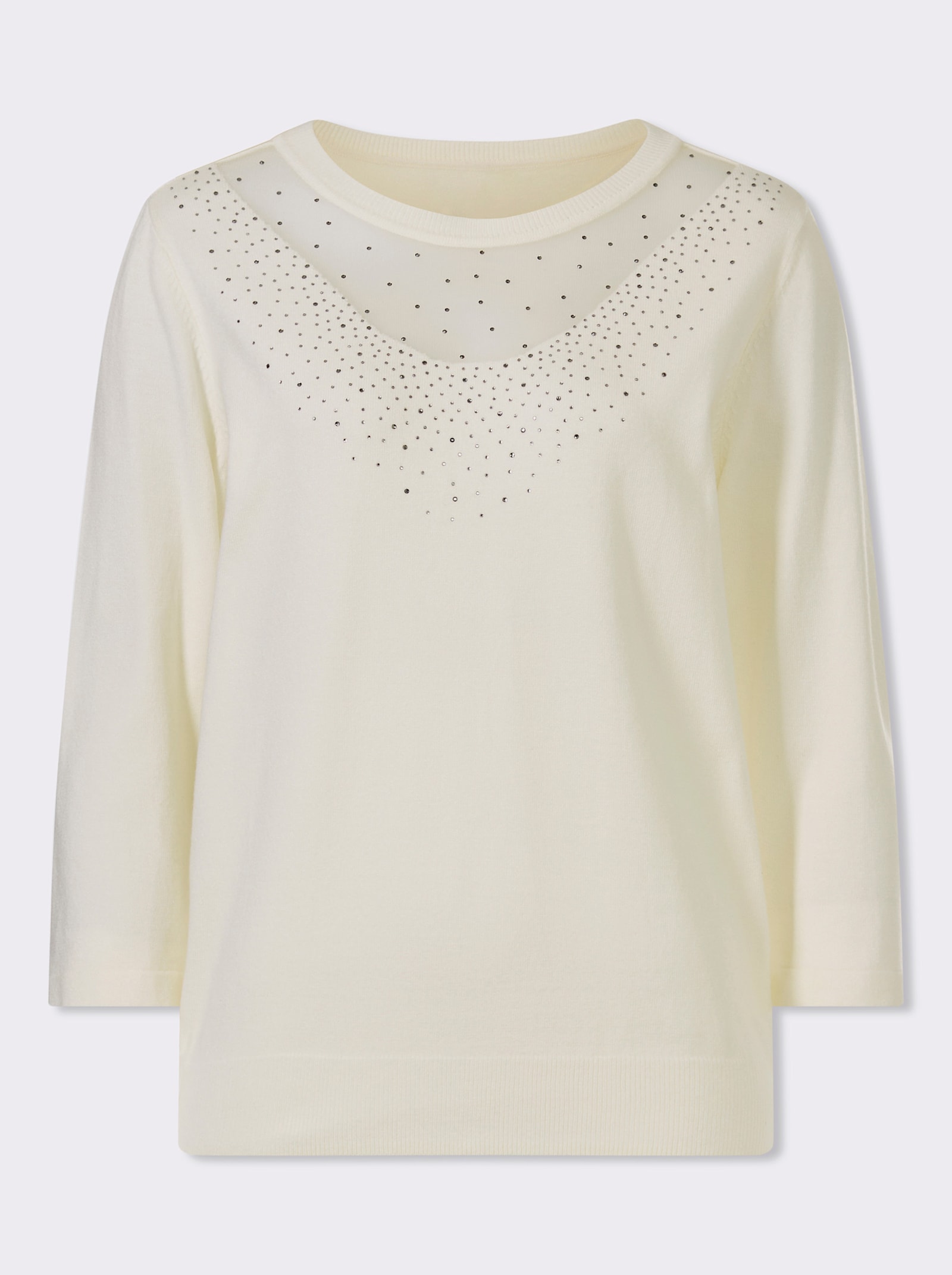 Feinstrickpullover mit Mesheinsatz - champagner