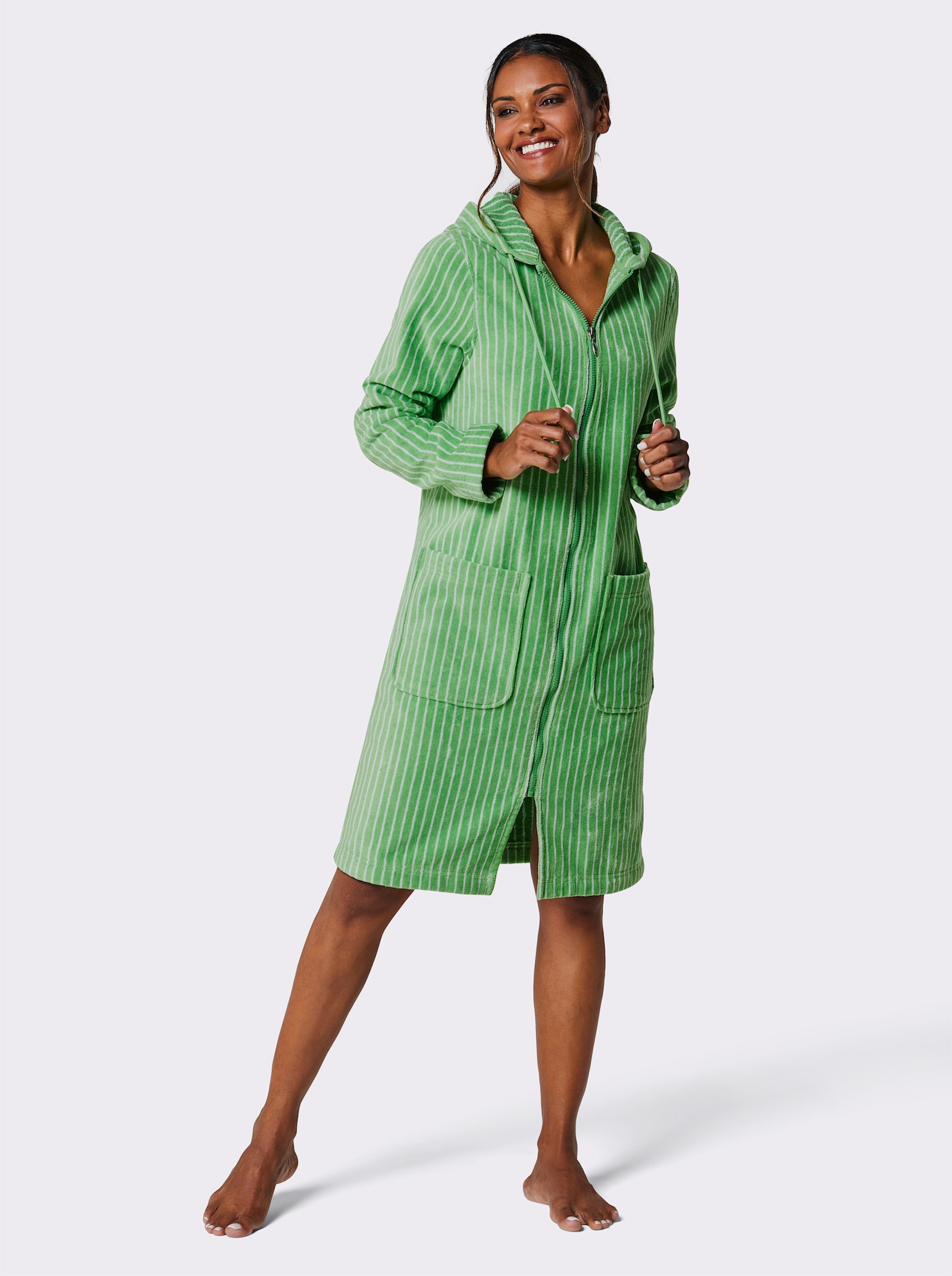 feel good Peignoir - écru-pomme à rayures