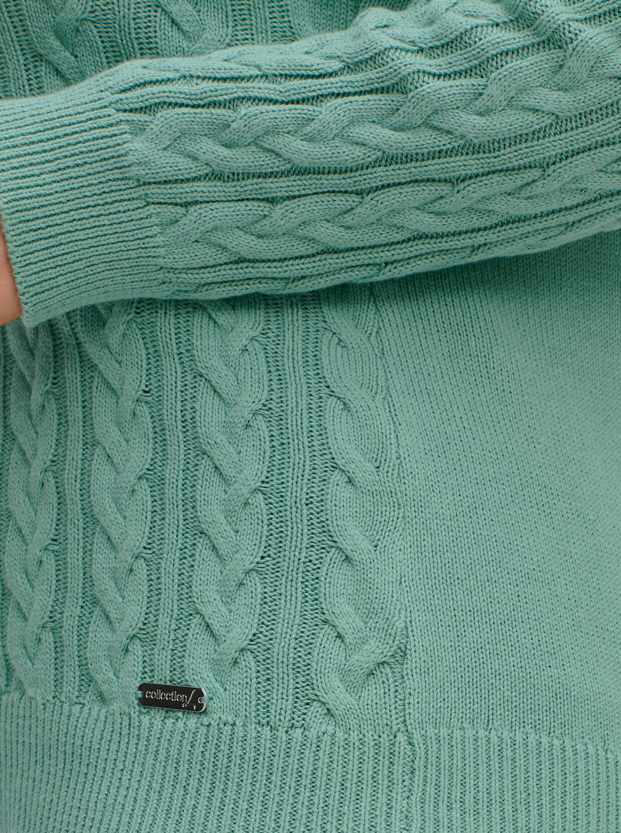 Strickpullover mit Zopfmuster - jadegrün