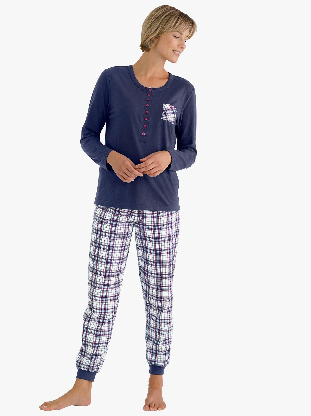 wäschepur Pyjama - marine geruit