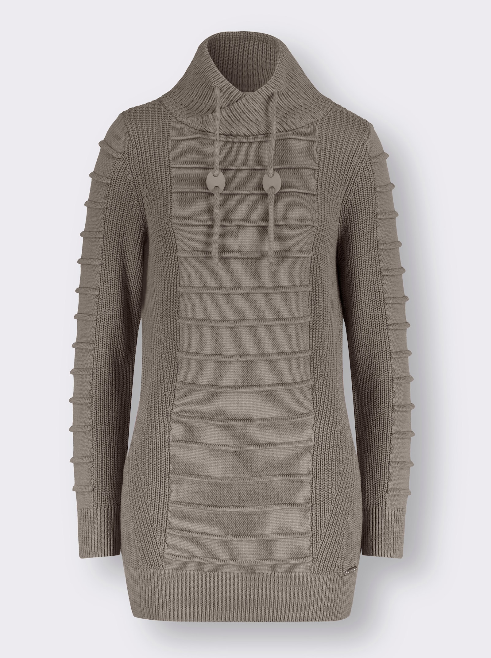 Longpullover mit Struktur-Partien - taupe