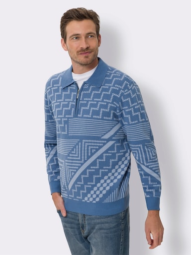 Polopullover - mittelblau-bleu-gemustert