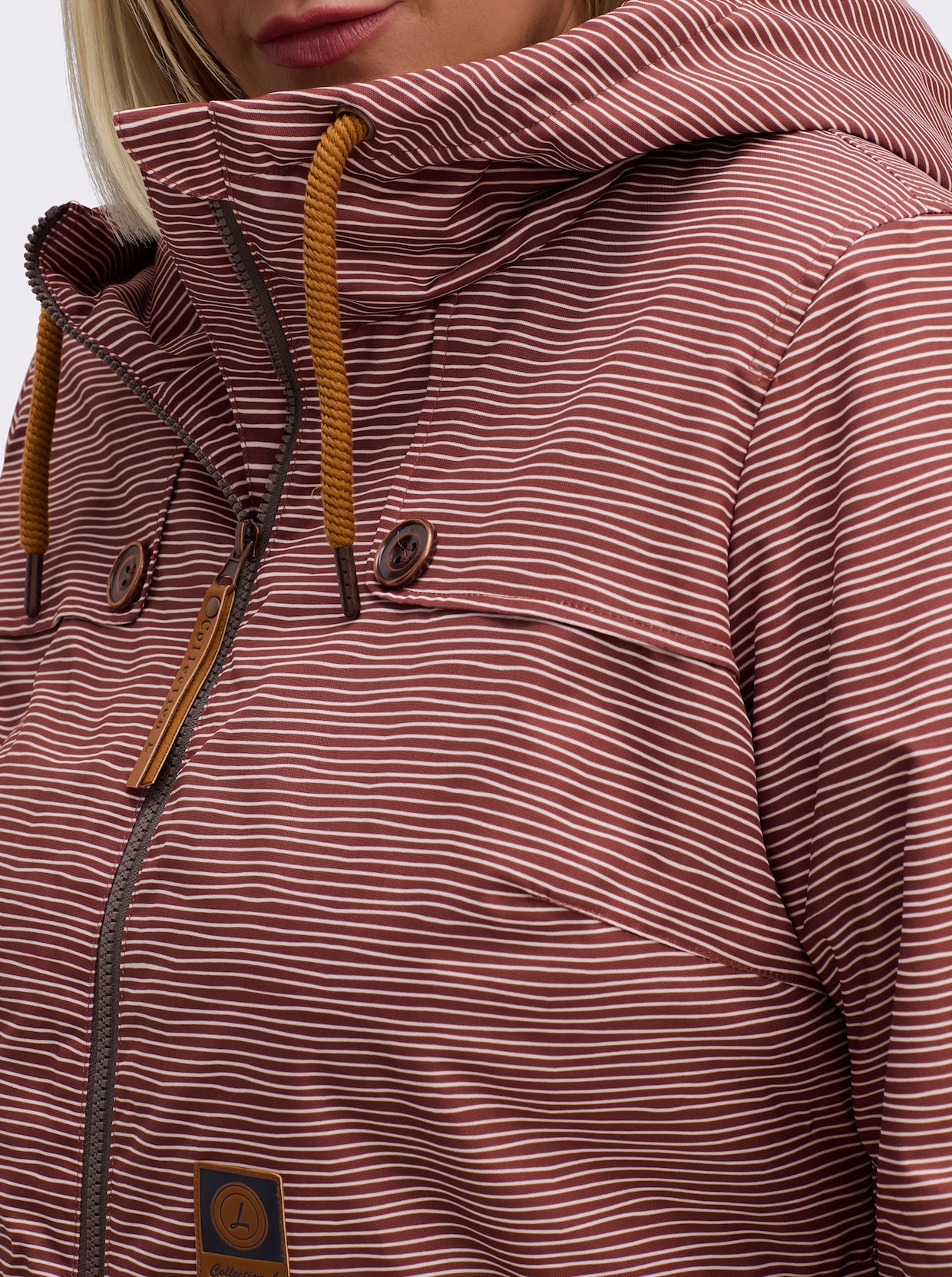 Jacke wind- und wasserabweisend - rostrot-weiß-geringelt