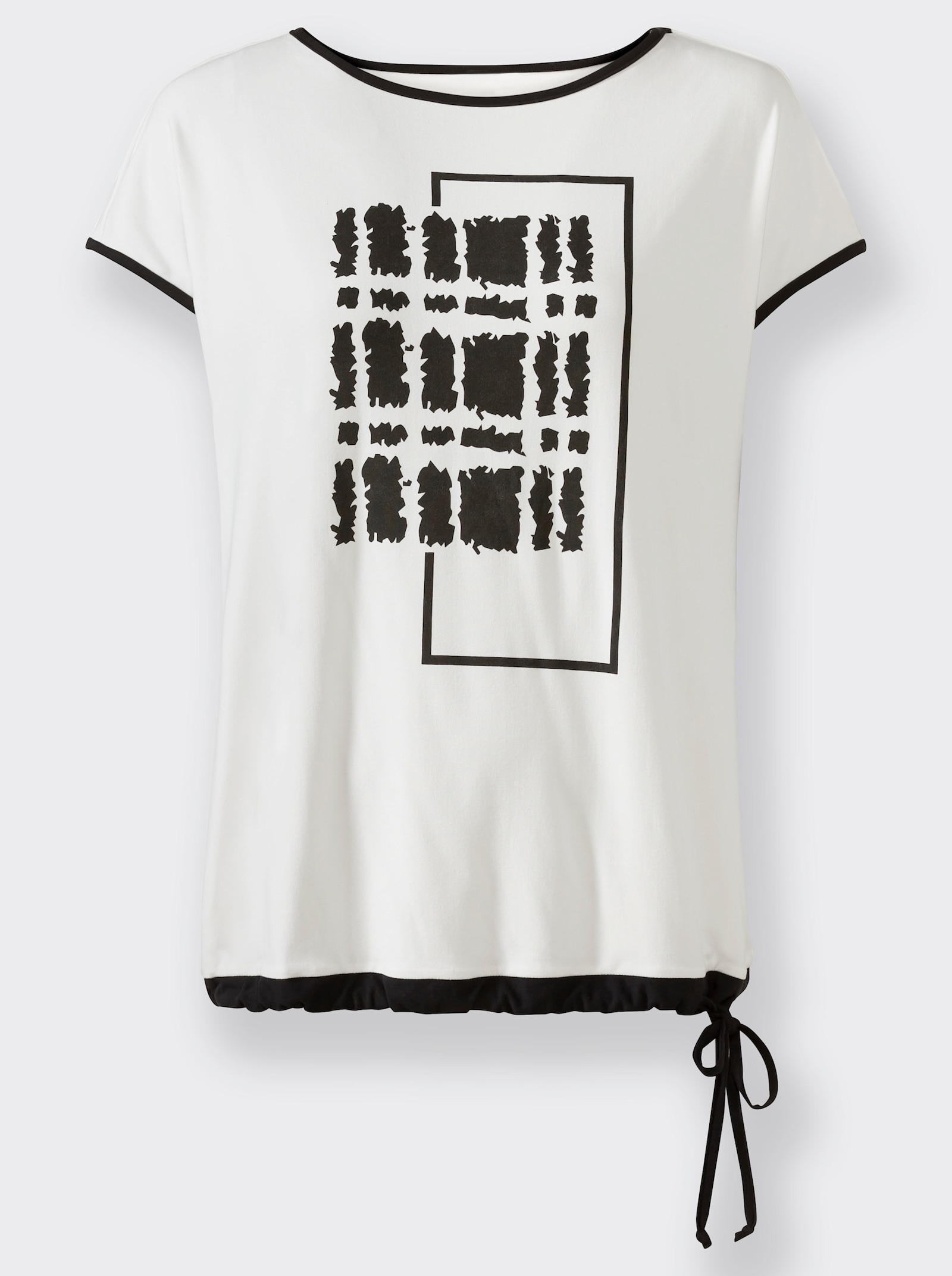 Print-Shirt mit U-Boot-Ausschnitt - ecru