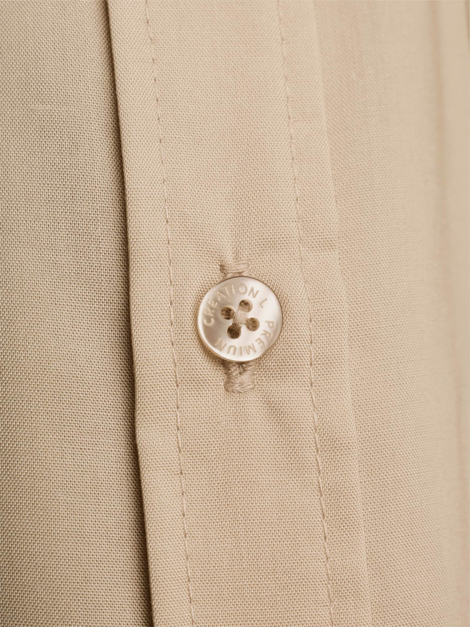 CREATION L PREMIUM Kurzarm-Bluse aus reinem Lyocell - beige