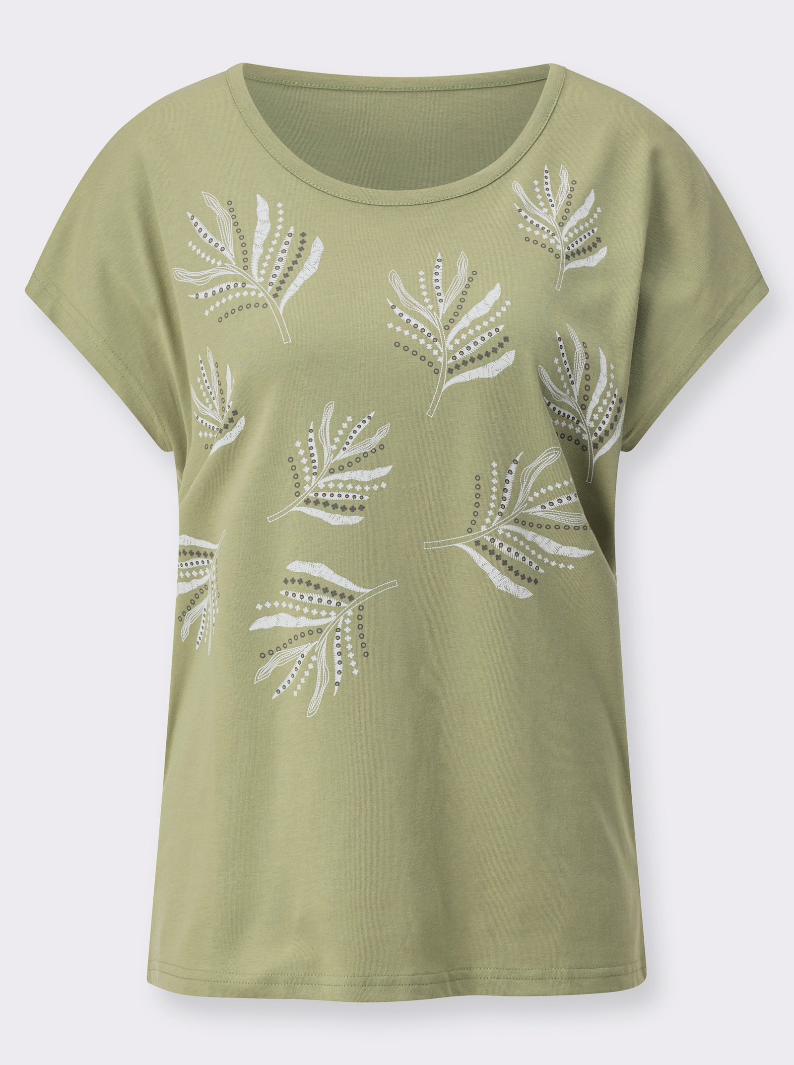 Print-Shirt aus reiner Baumwolle - schilf