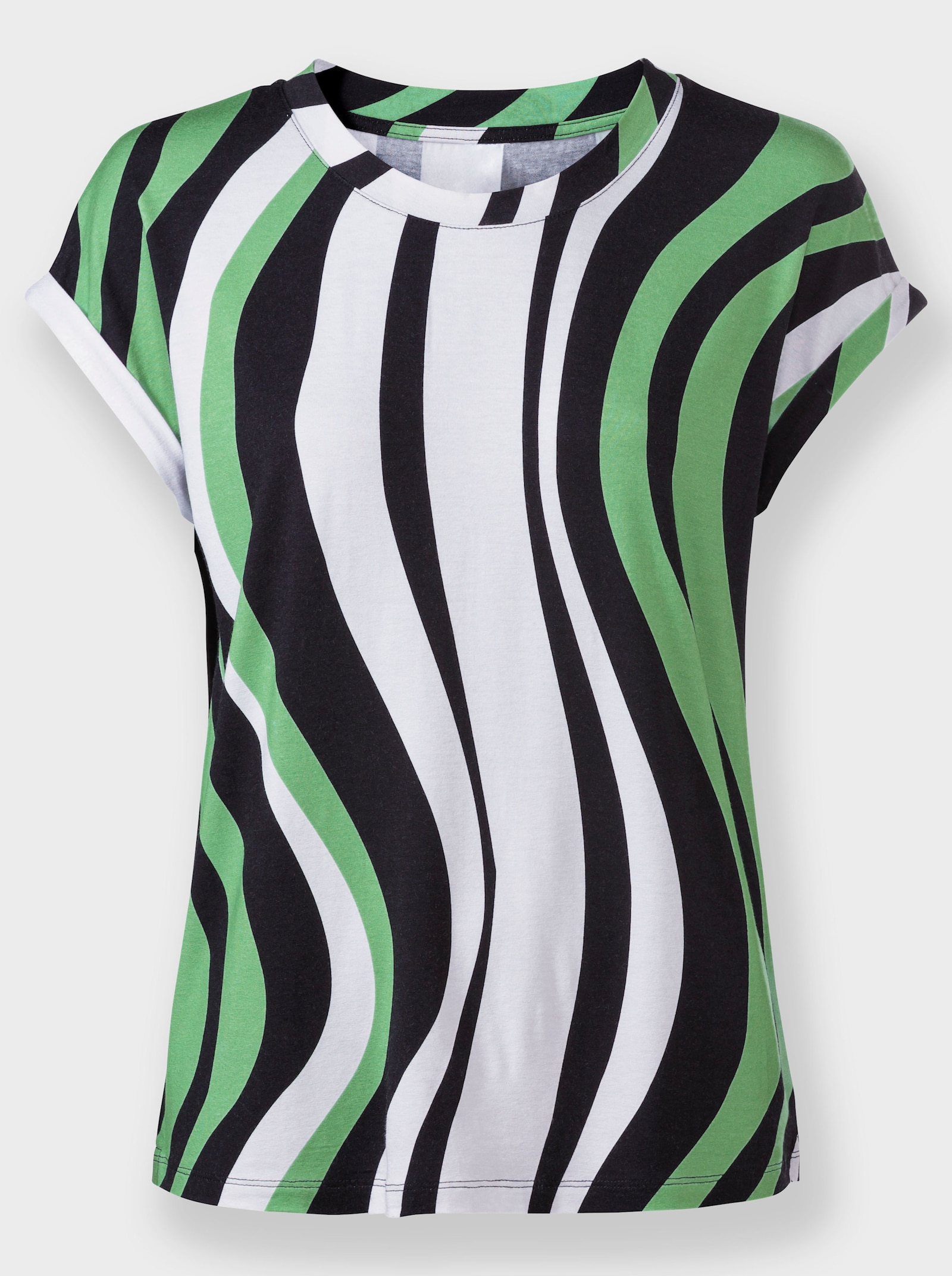 Streifenshirt mit überschnittenen Schultern - weiß-apfel-gestreift